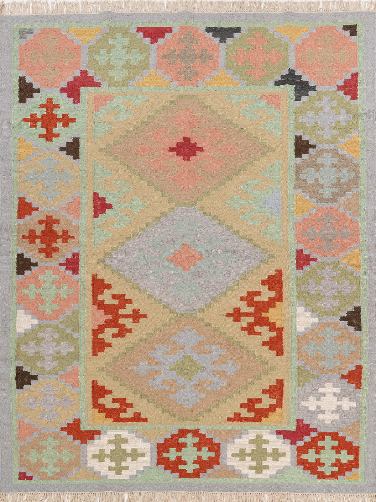 The Pastel Mosaic Rug wool rug in multicoloured tones