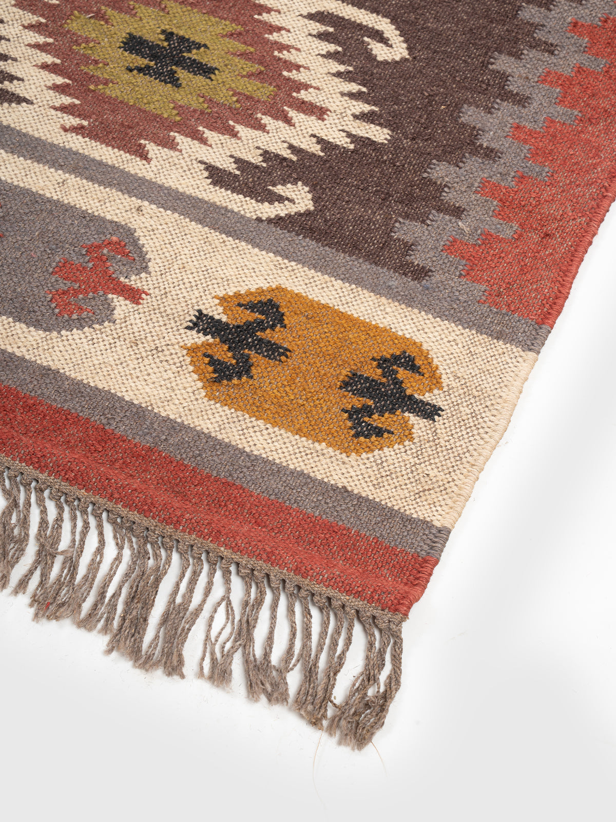 The Rustic Ridge Runner close-up showing the wool weave and stripes surface