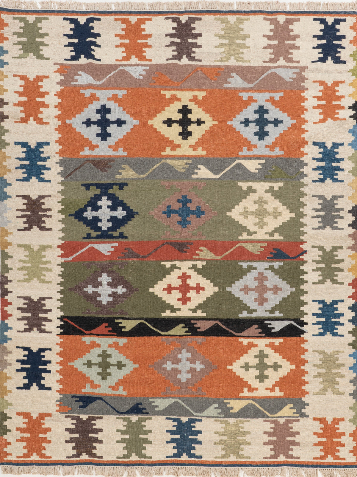 The Rustic Village Rug wool rug in brown tones