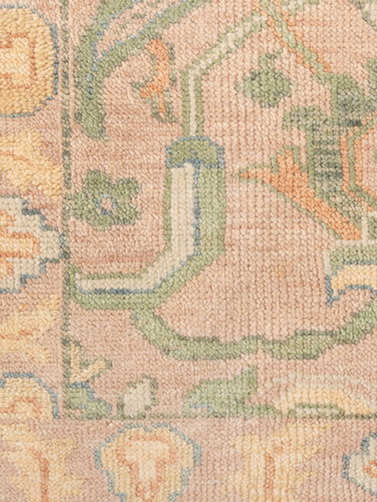 The Sage Seraglio close-up showing the nz wool weave and geometric motif