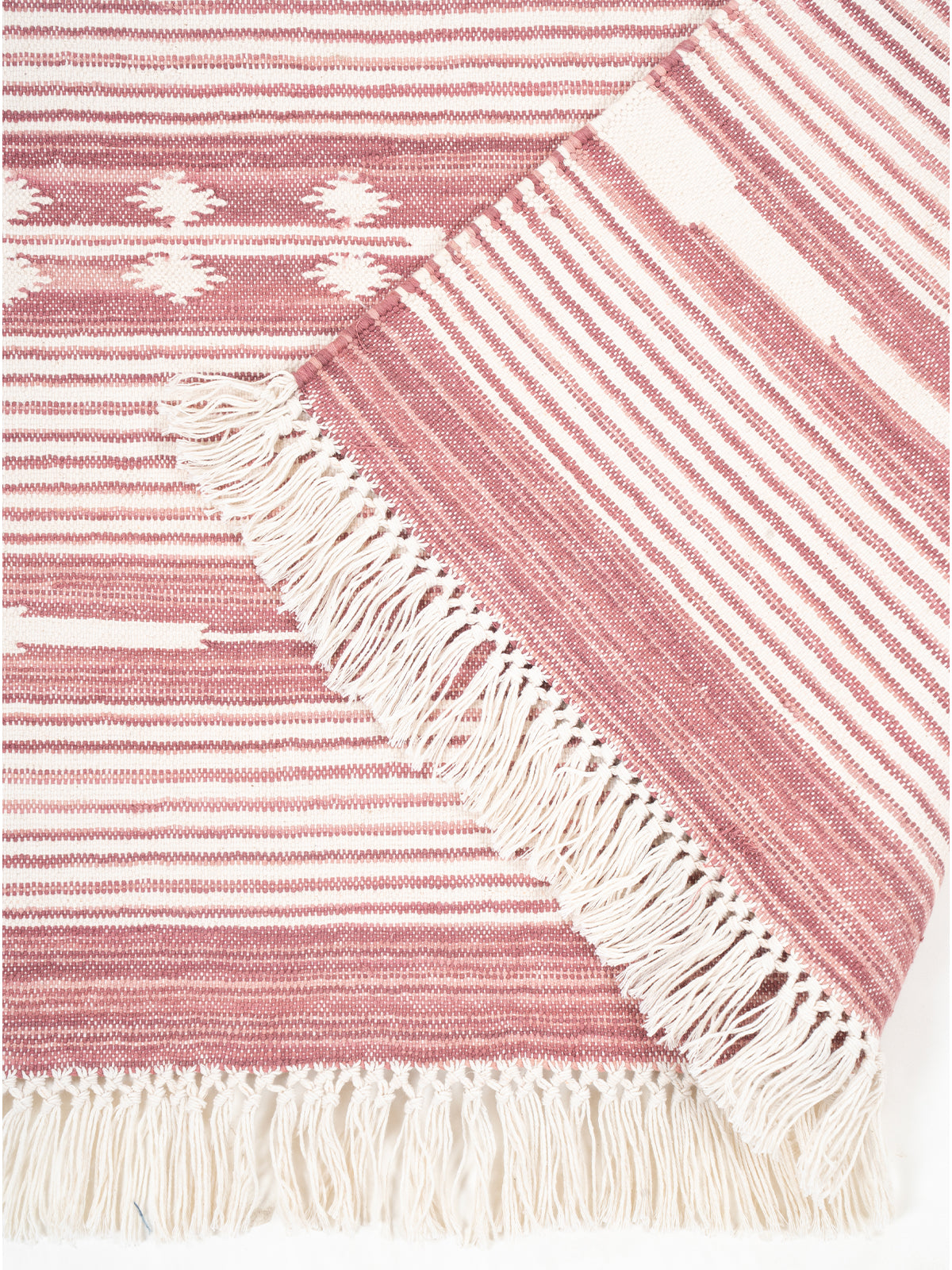 The Subtle Bloom Runner-Pink detail showing edge binding and cotton finishing of the runner