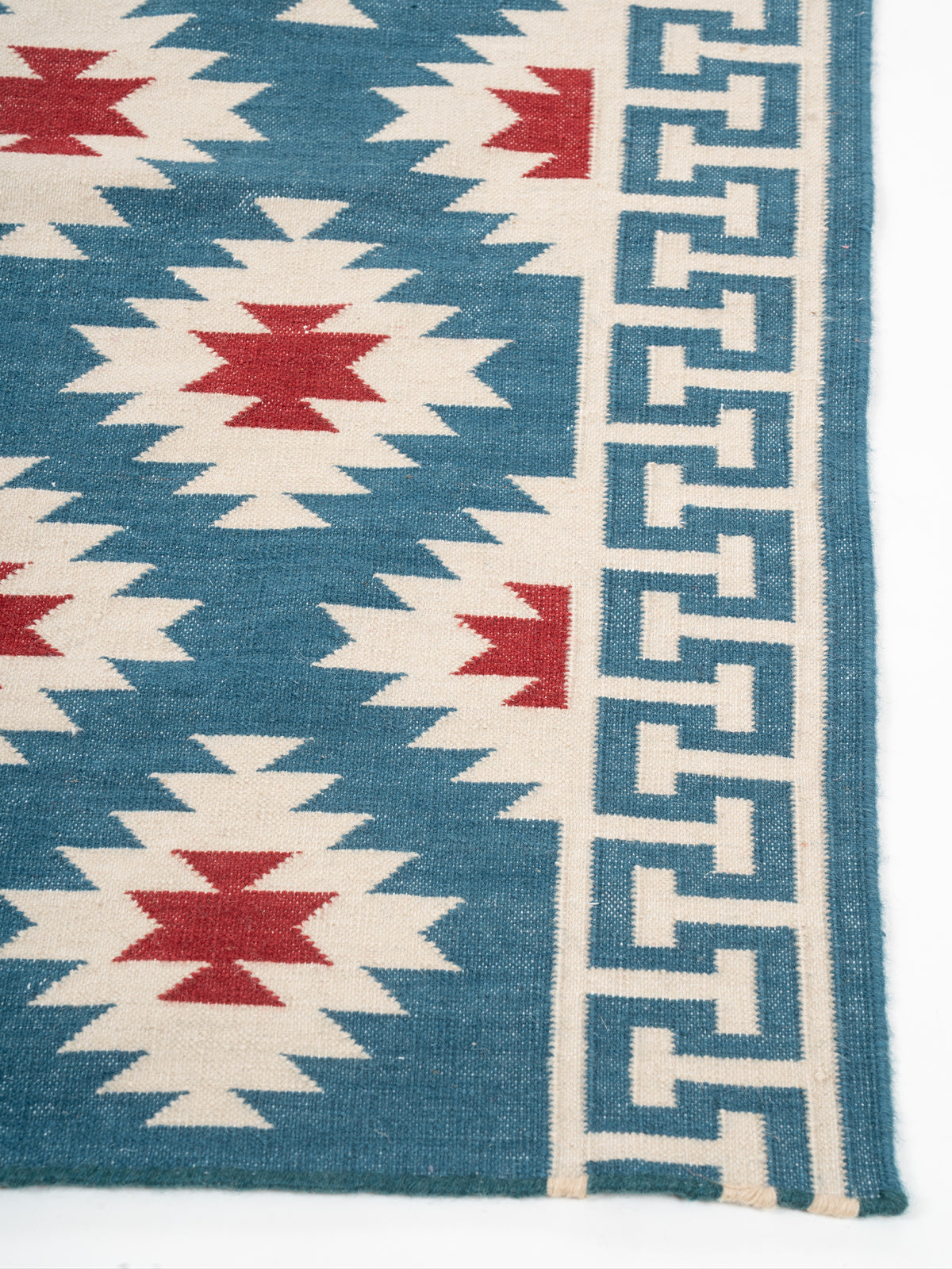 The Sultan's Path Runner-Blue - cotton runner laid in a hallway view