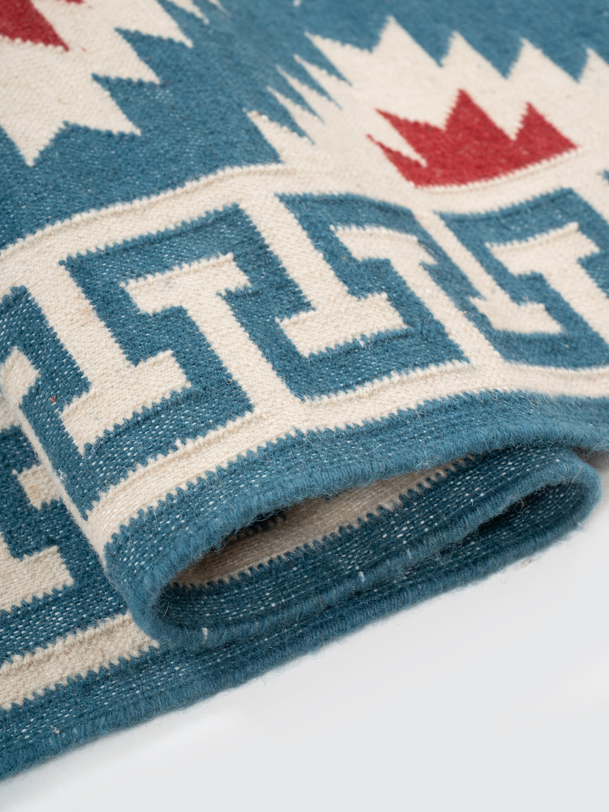 The Sultan's Path Runner-Blue - cotton runner laid in a hallway view