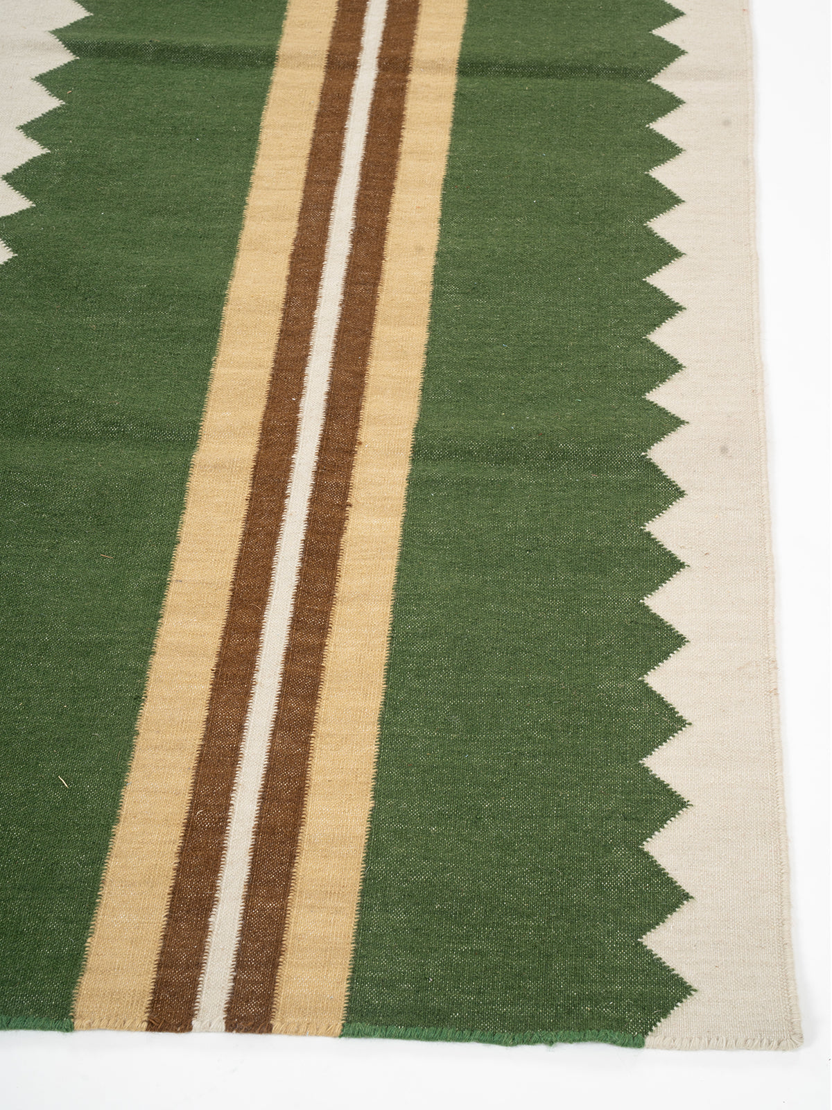 The Zigzag Trail Runner-Sage - cotton runner laid in a hallway view
