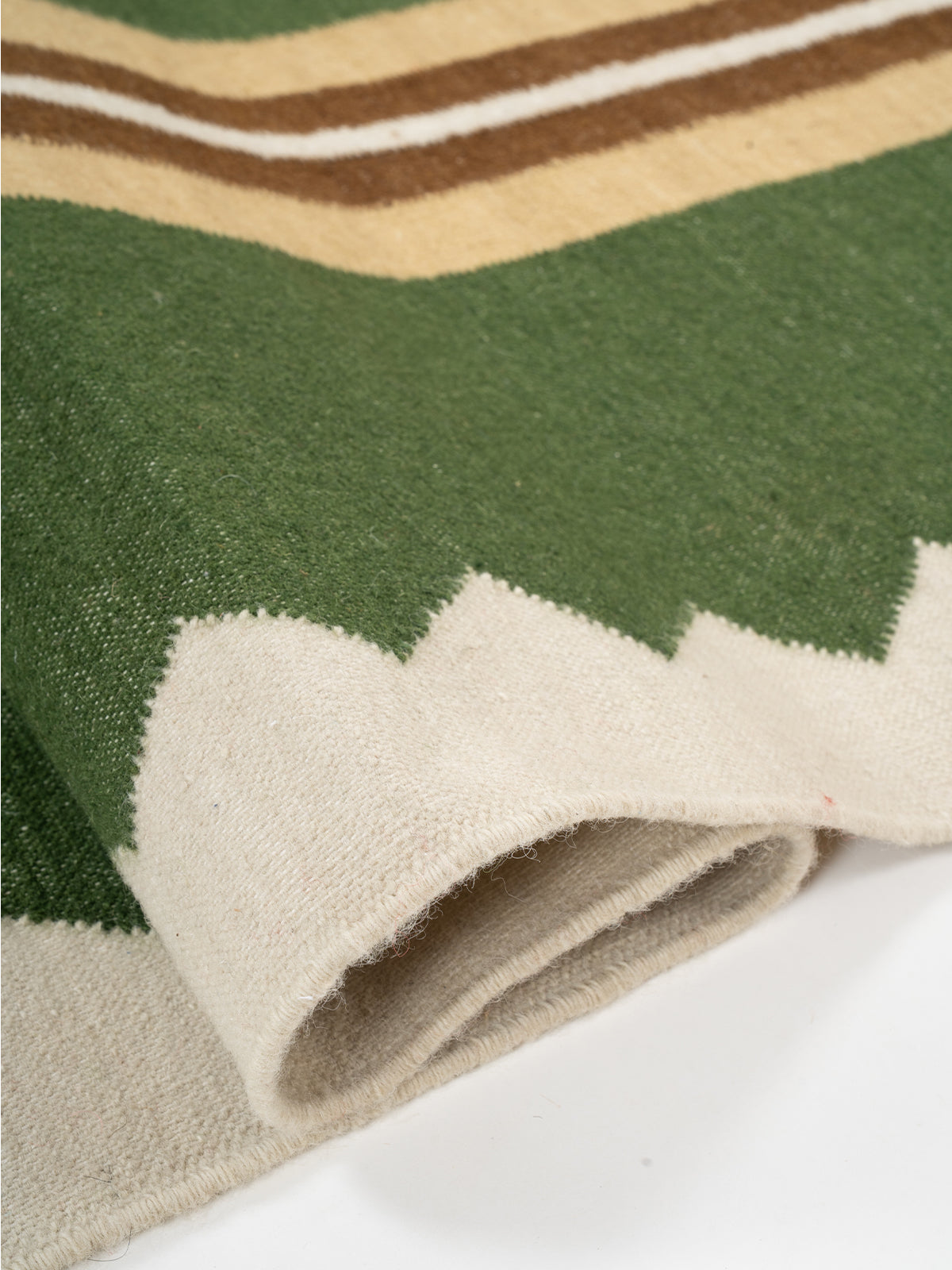 The Zigzag Trail Runner-Sage - cotton runner laid in a hallway view