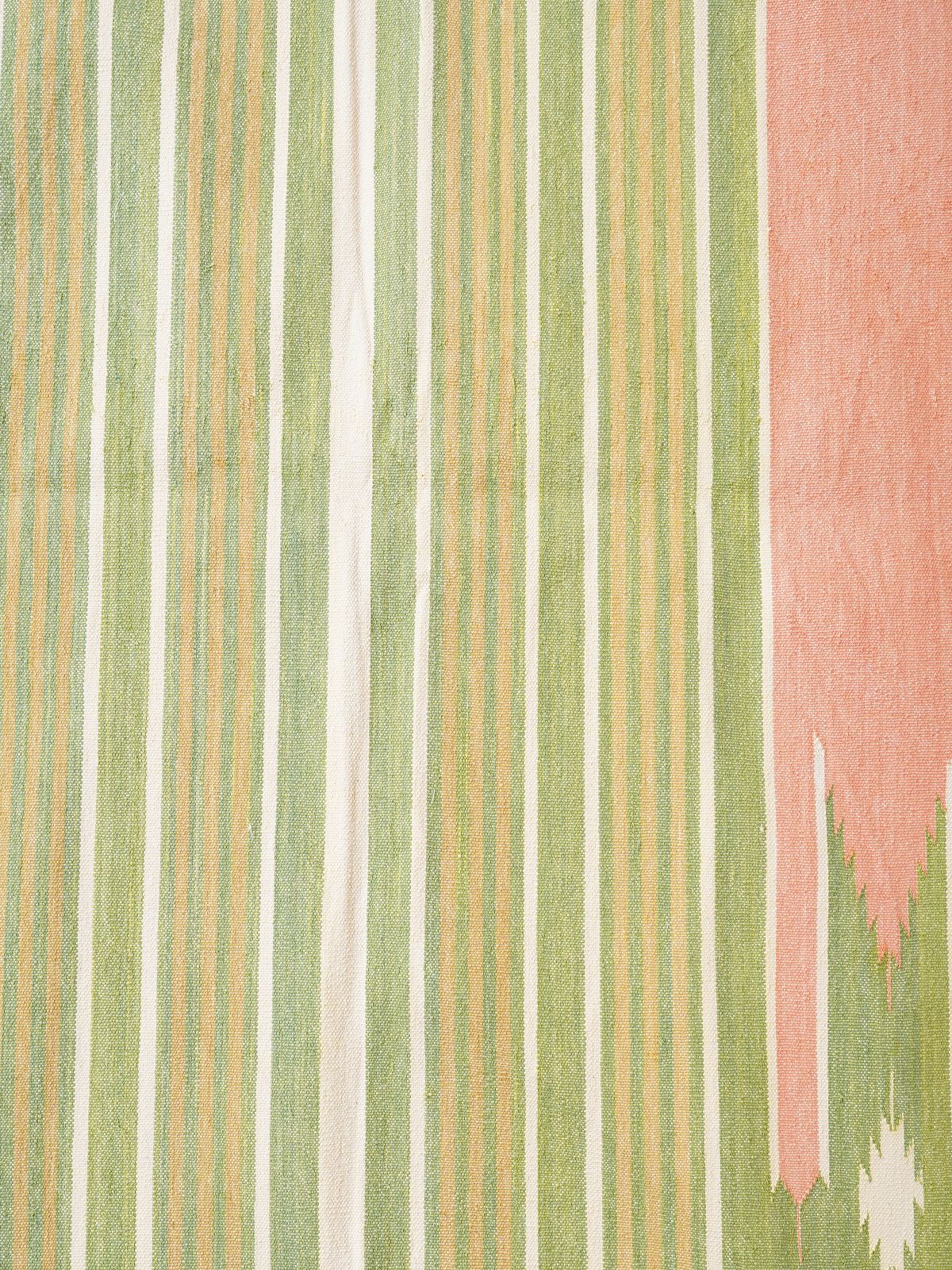 Tie-Dye Kilim Rug-Leaf green close-up showing the cotton weave and surface texture
