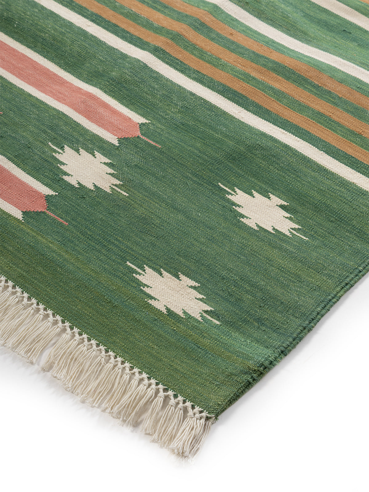 Tie-Dye Kilim Rug-Sage close-up showing the cotton weave and surface texture
