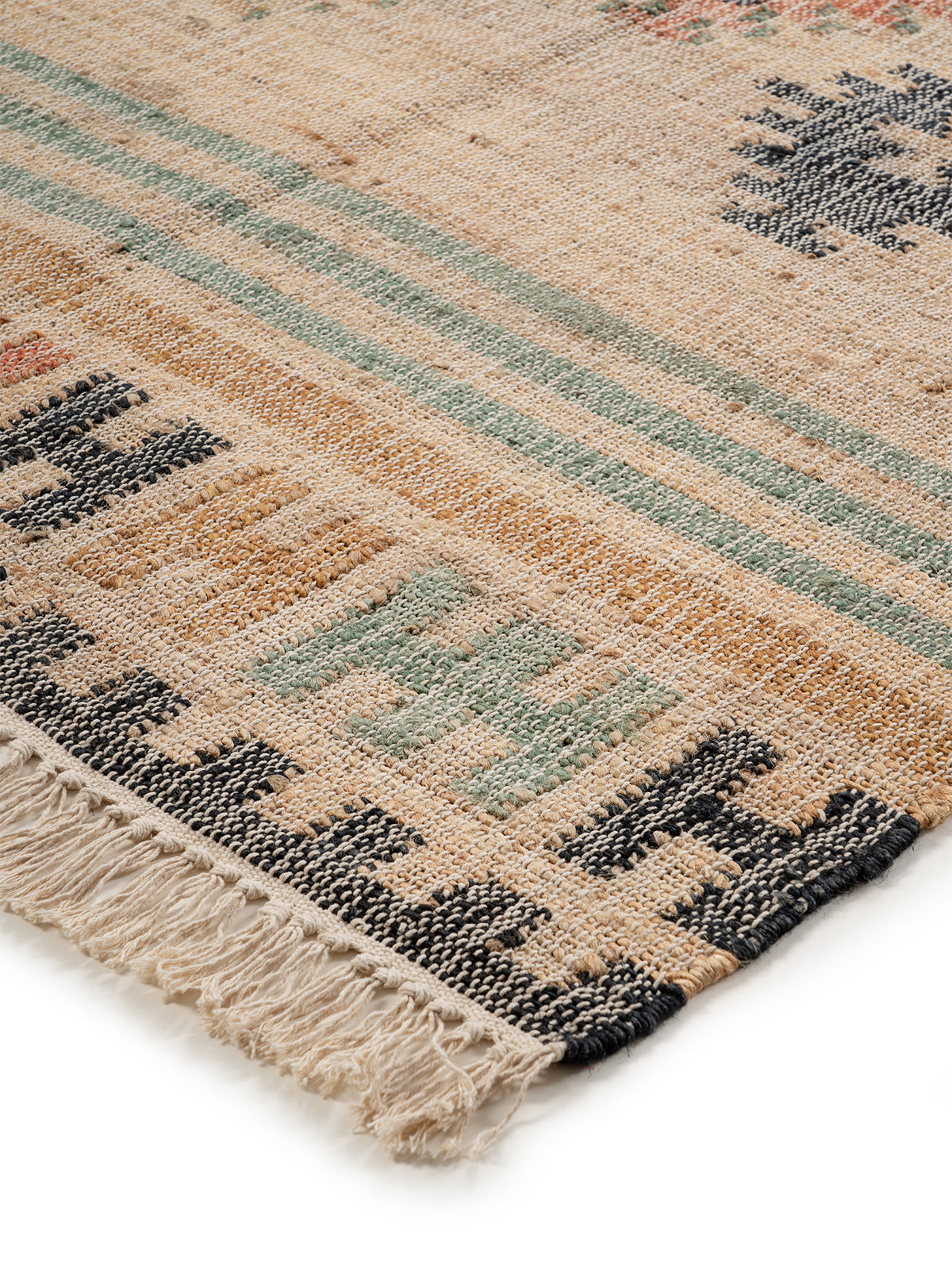 Tonal Chevron Band Jute Rug close-up showing the jute weave and geometric motif