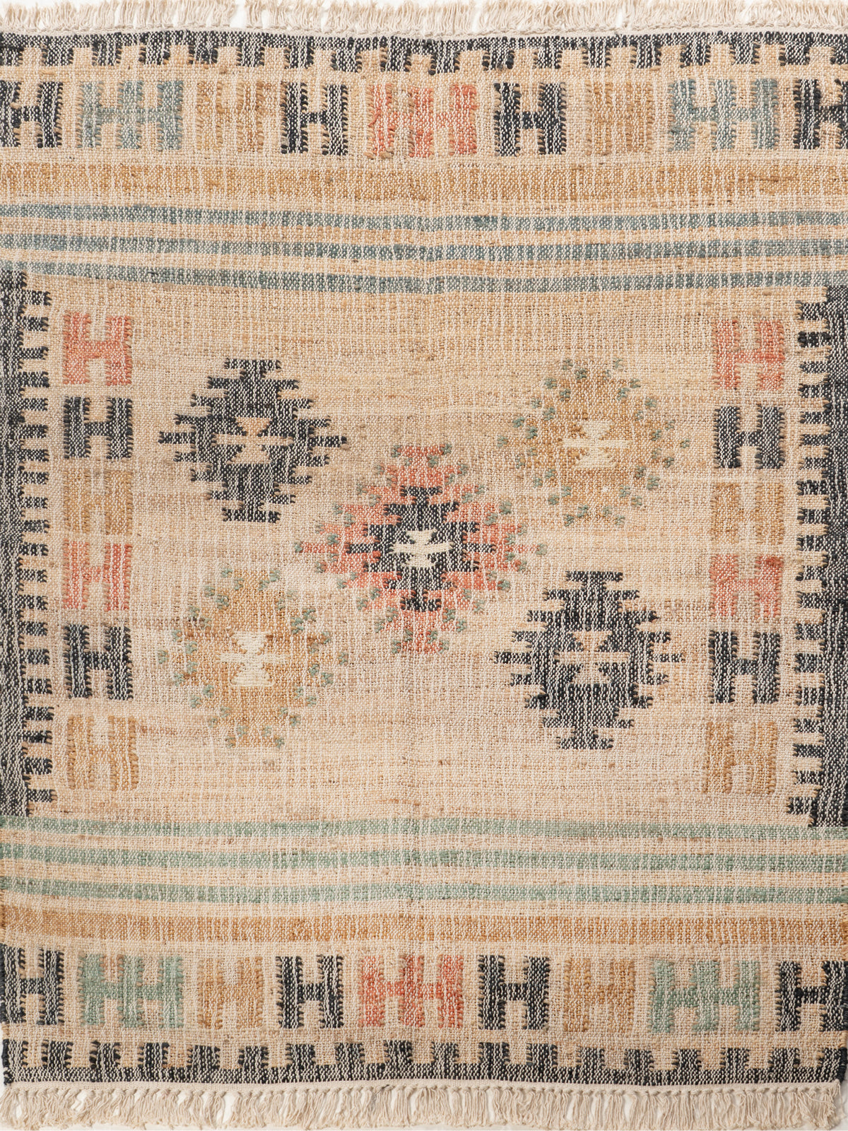 Tonal Chevron Band Jute Rug jute rug in brown tones