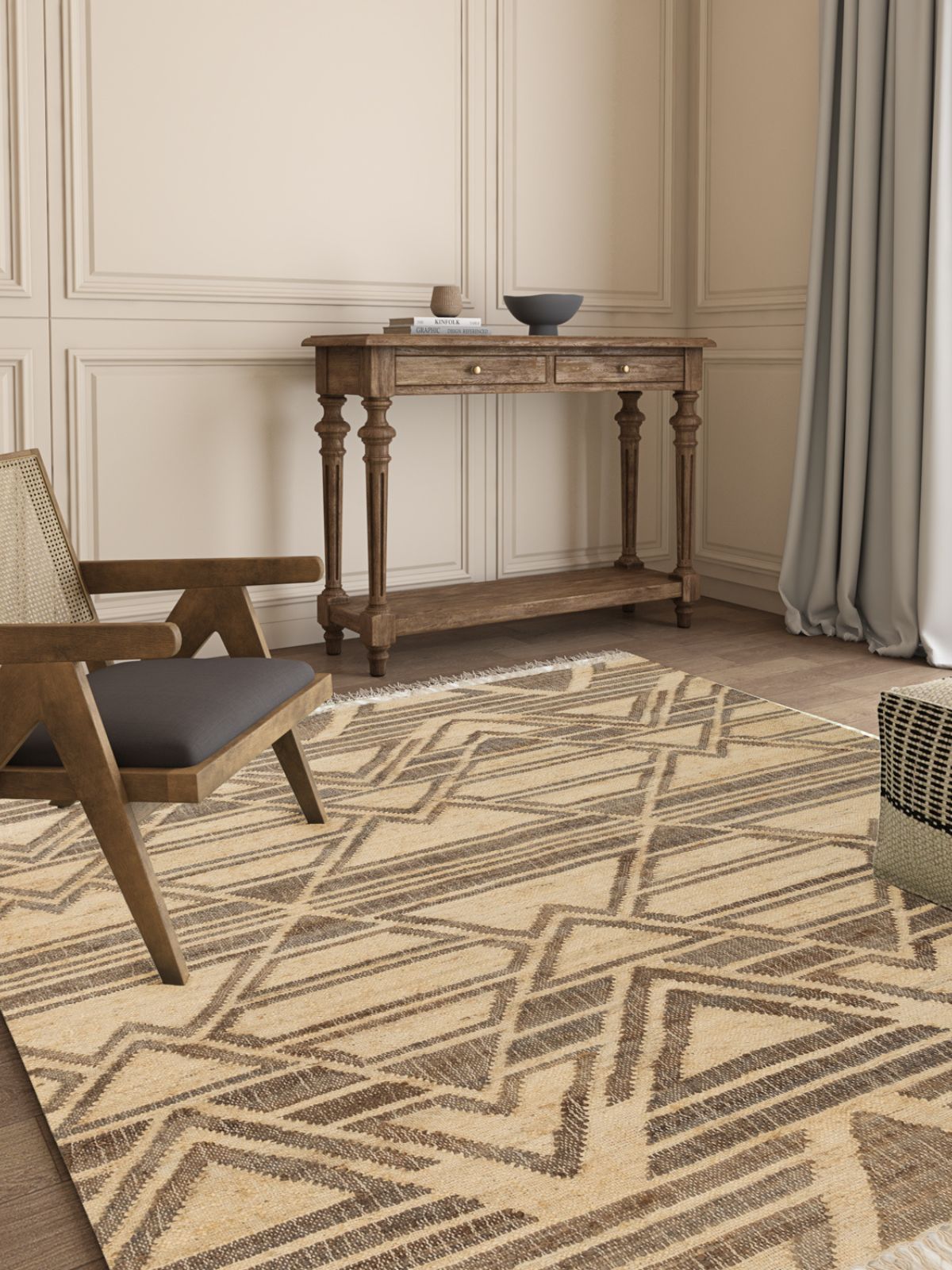 Tribal Essence cotton Jute Rug cotton-jute rug styled in a living room interior