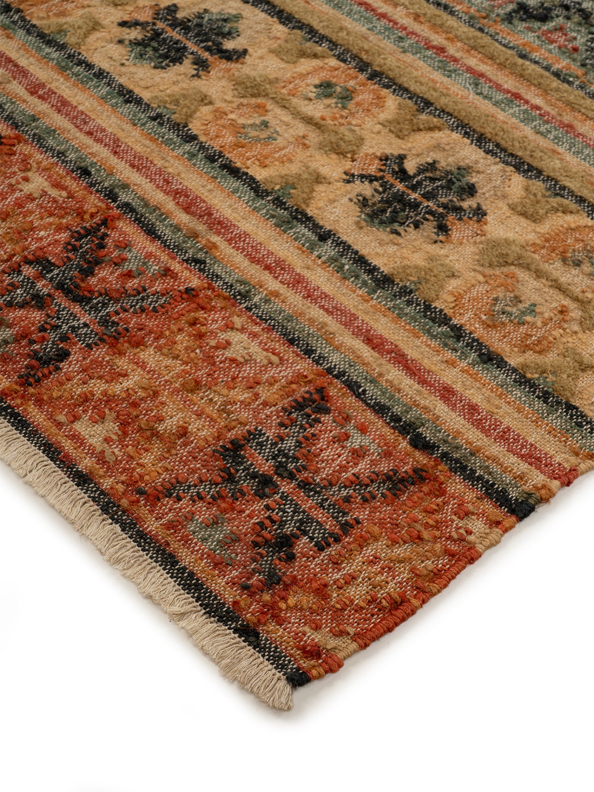Tribal Horizon Jute Rug close-up showing the jute weave and traditional motif