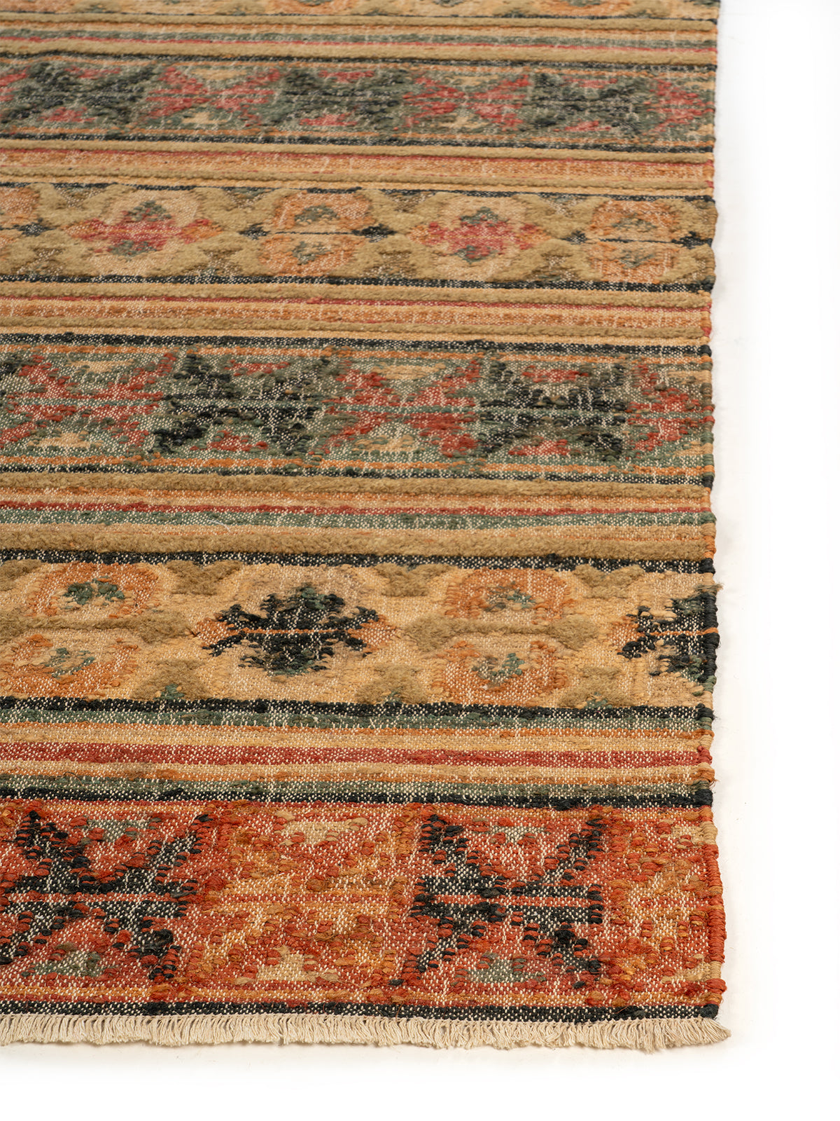 Tribal Horizon Jute Rug jute rug styled in a living room interior