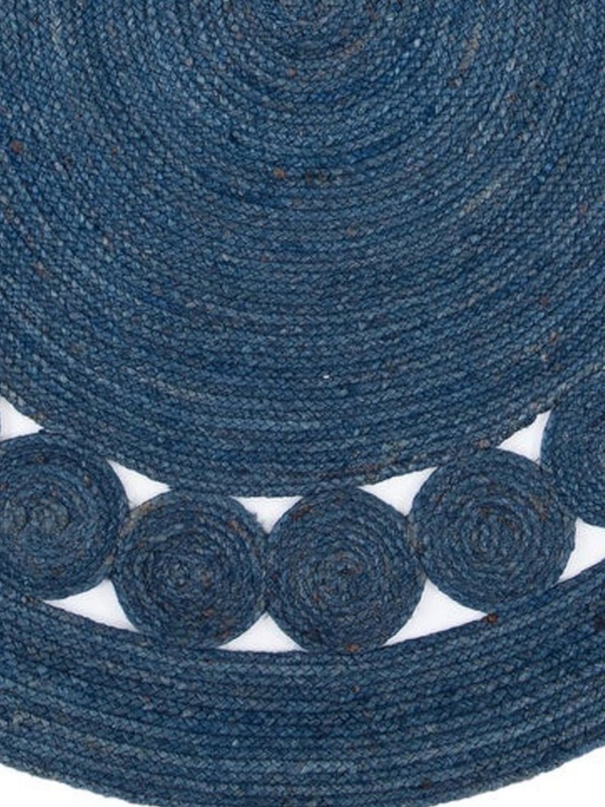Tunis round jute rug-Navy close-up showing the jute weave and surface texture