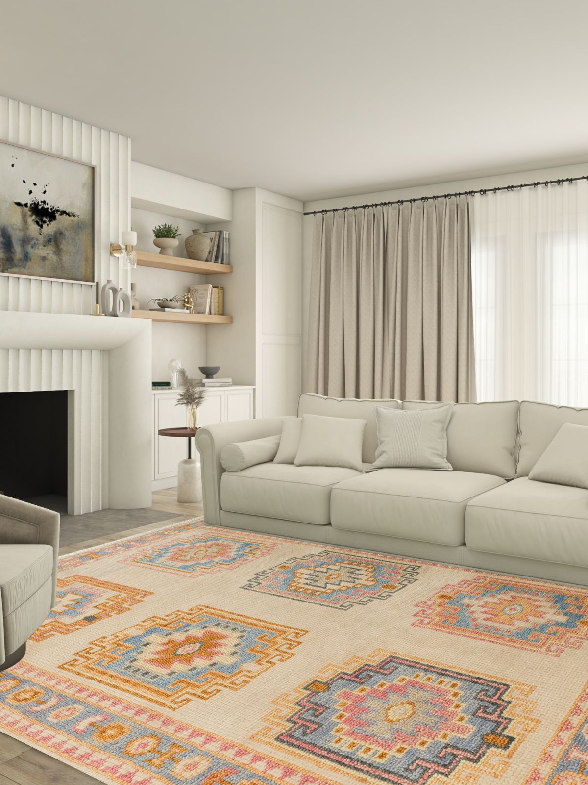 Turkish Aura Oushak Rug - additional product view showing the wool rug