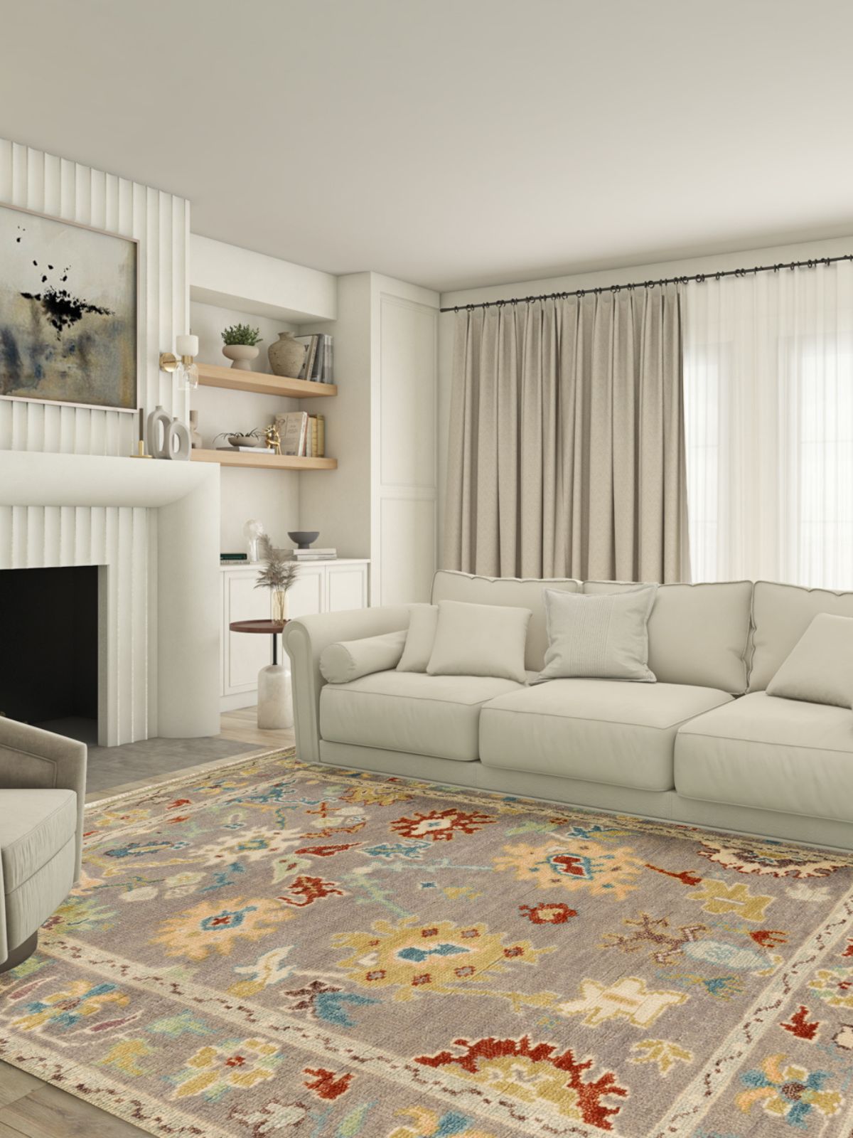 Turkish Treasures Oushak Rug - additional product view showing the wool rug