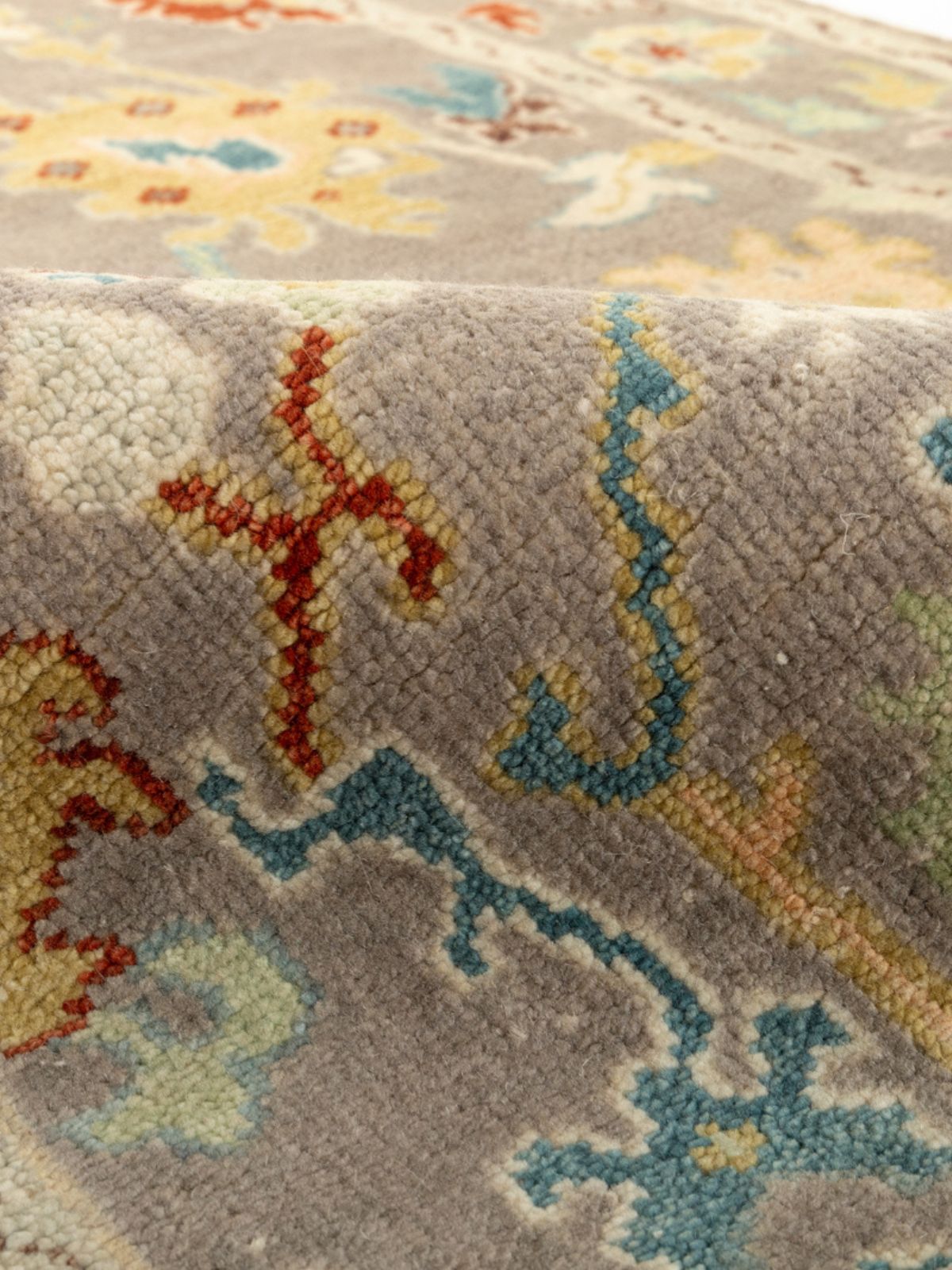 Turkish Treasures Oushak Rug detail of the traditional motif in wool