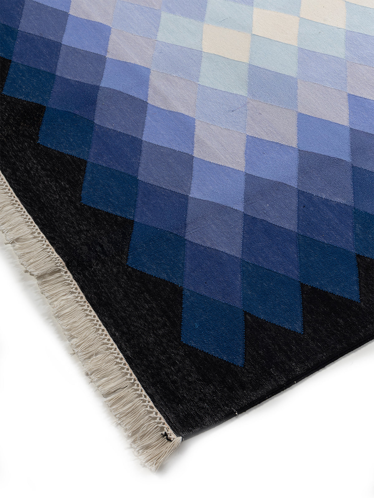 Twilight Cascade Rug close-up showing the cotton weave and striped pattern