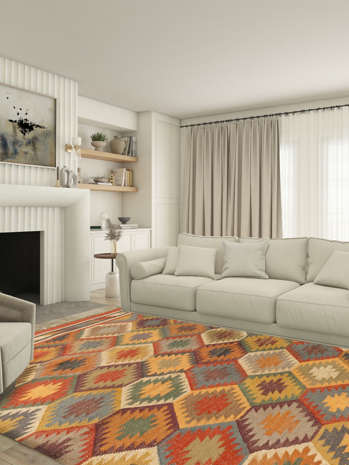 Vibrant Voyage Kilim Rug - additional product view showing the cotton rug