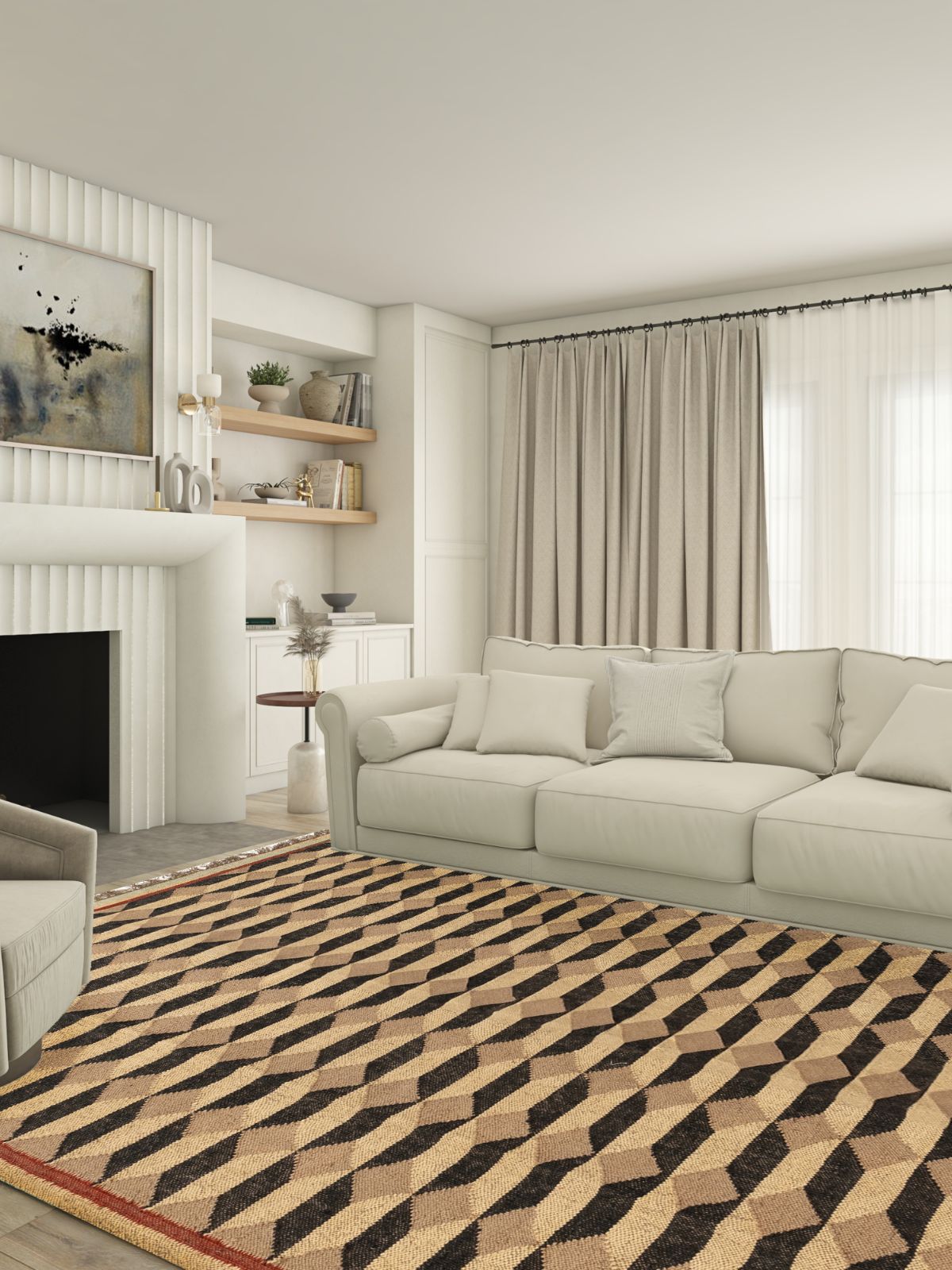 Wave Crest Wool Flatweave Rug - texture detail showing wool surface
