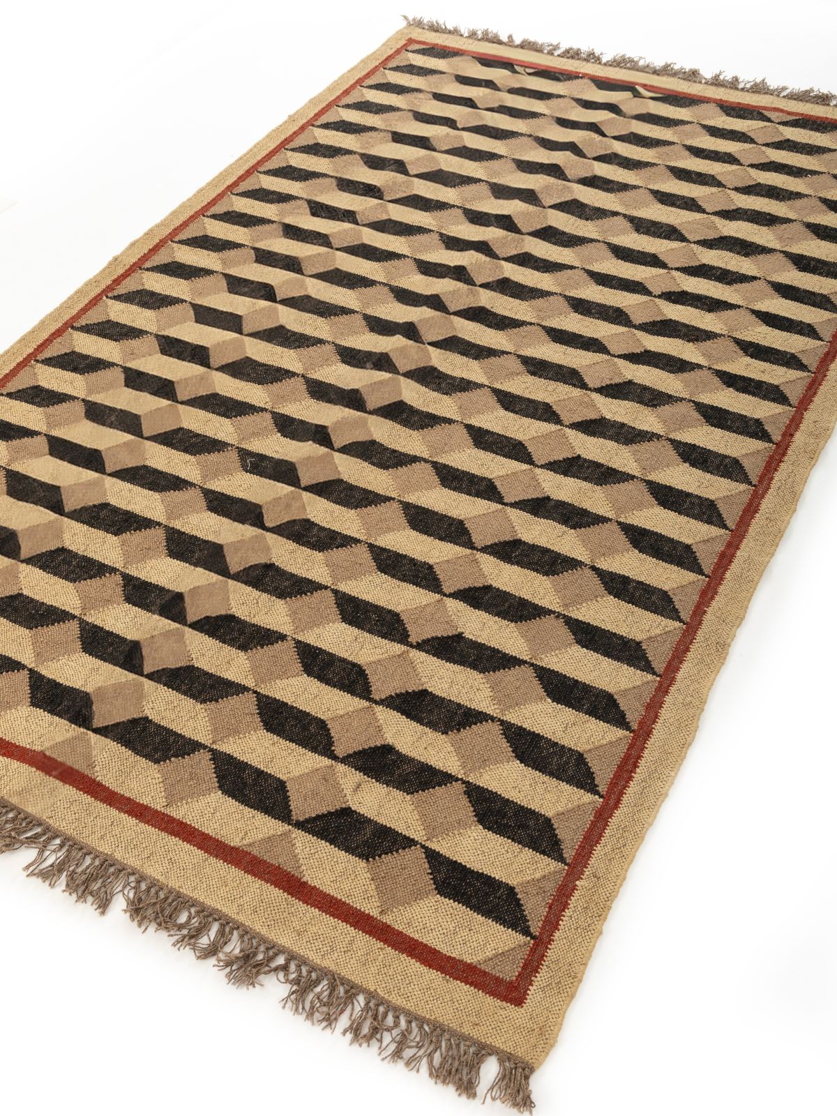 Wave Crest Wool Flatweave Rug - texture detail showing wool surface