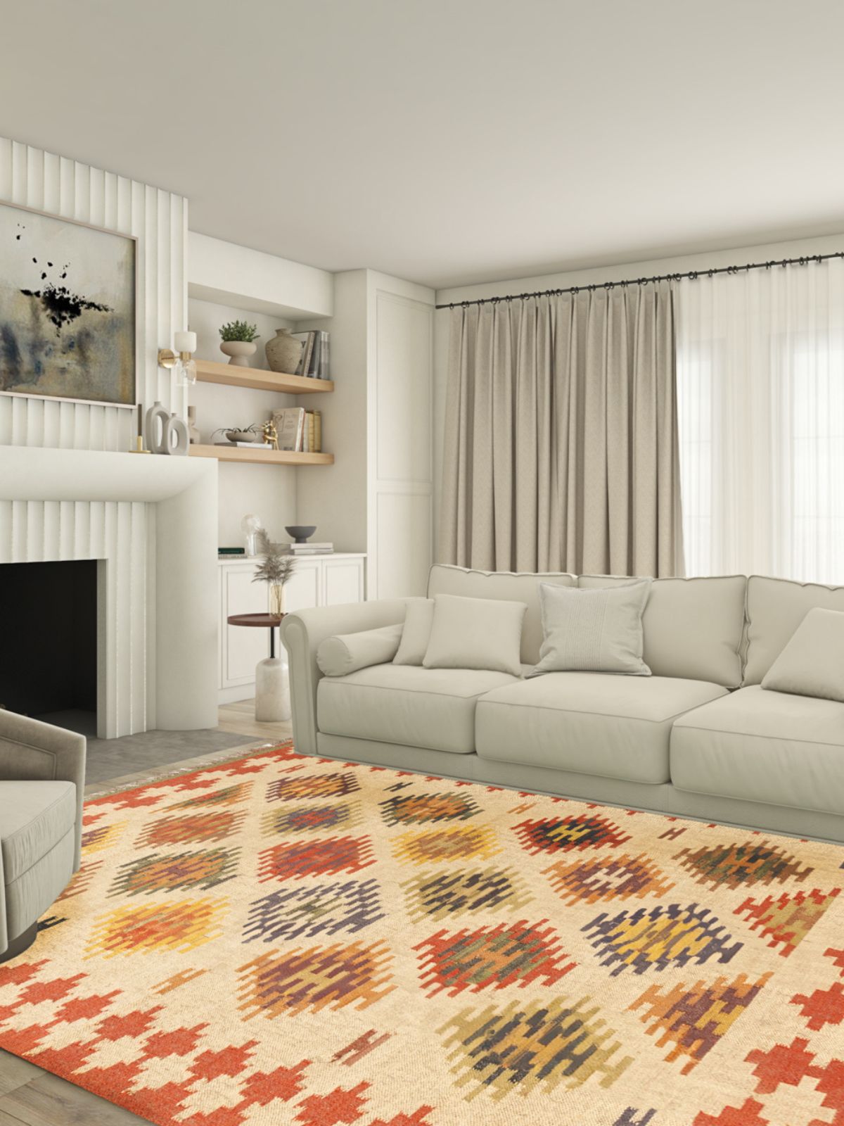 Whimsical colourburst Kilim Rug - additional product view showing the cotton rug