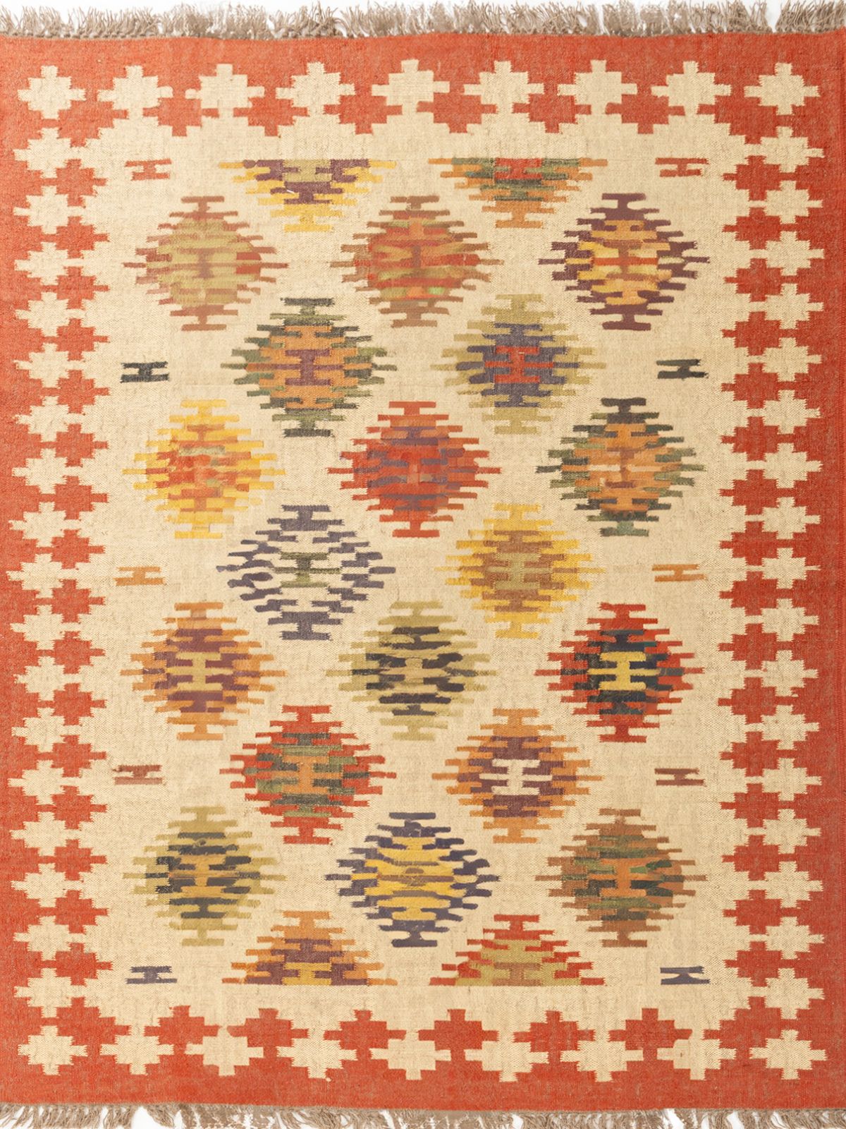 Whimsical colourburst Kilim Rug cotton rug in multicoloured tones