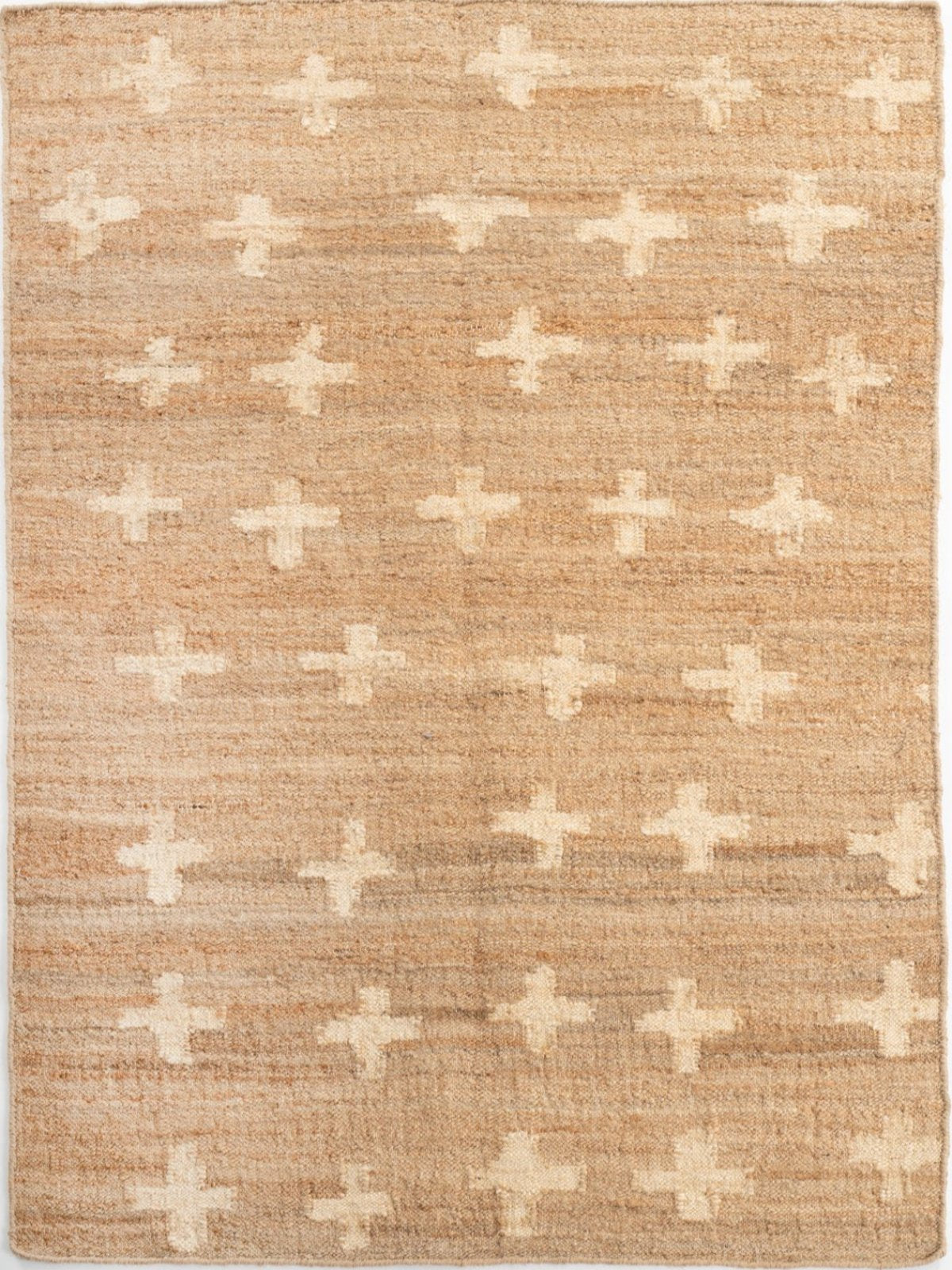 White Cross Jute Rug jute rug in neutral tones