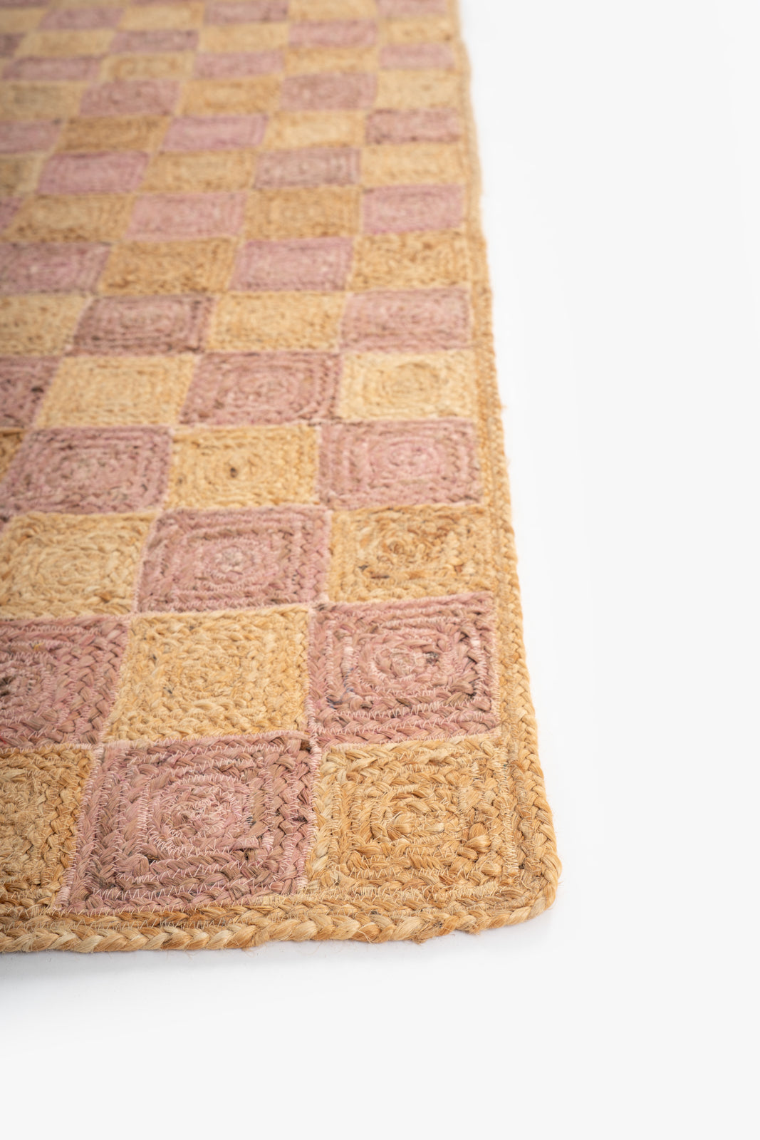 Windsor checkered Jute rug-Dusky pink - additional product view showing the jute rug