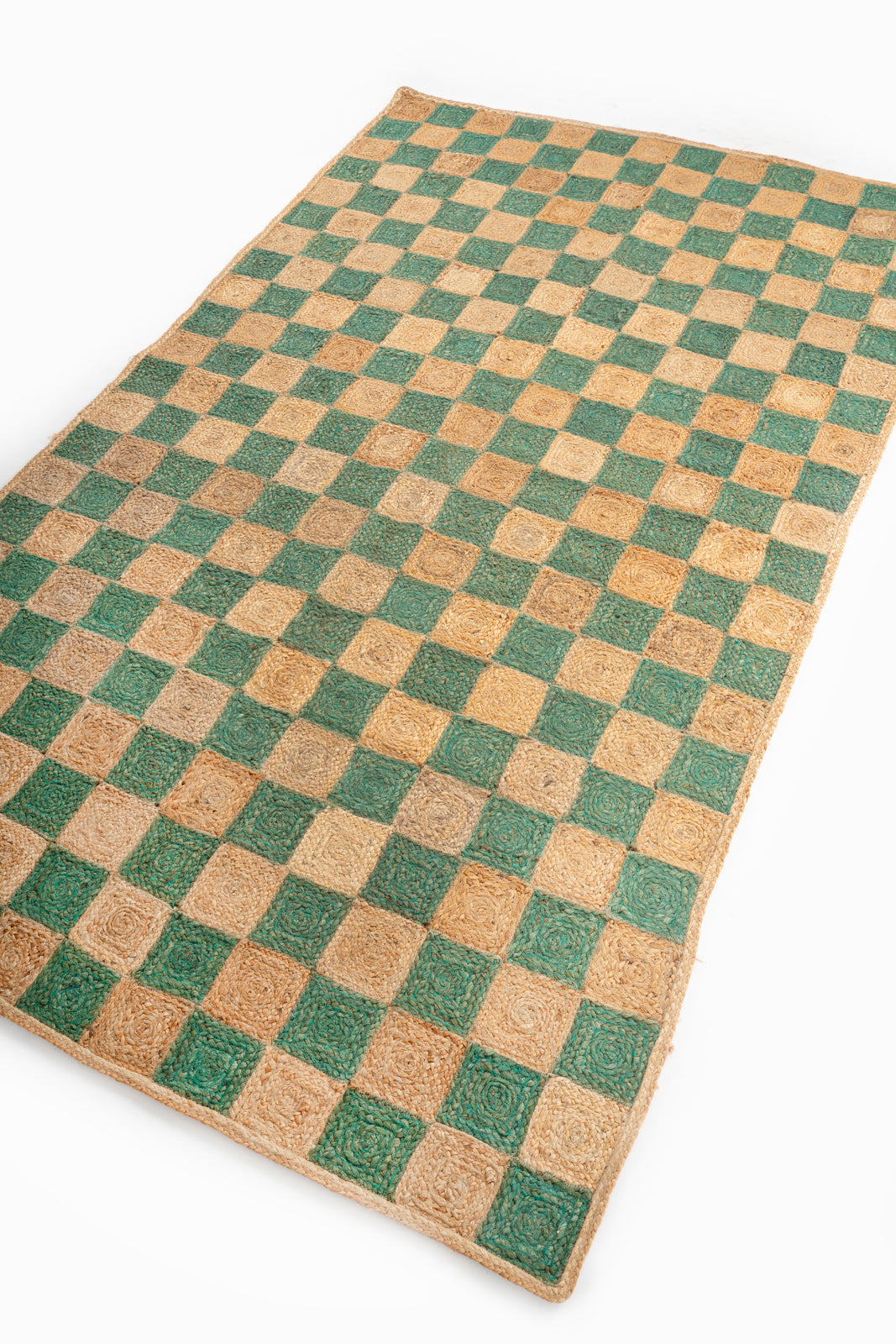Windsor checkered Jute rug-Green - additional product view showing the jute rug