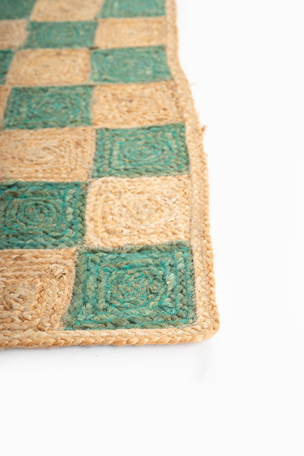 Windsor checkered Jute rug-Green - additional product view showing the jute rug