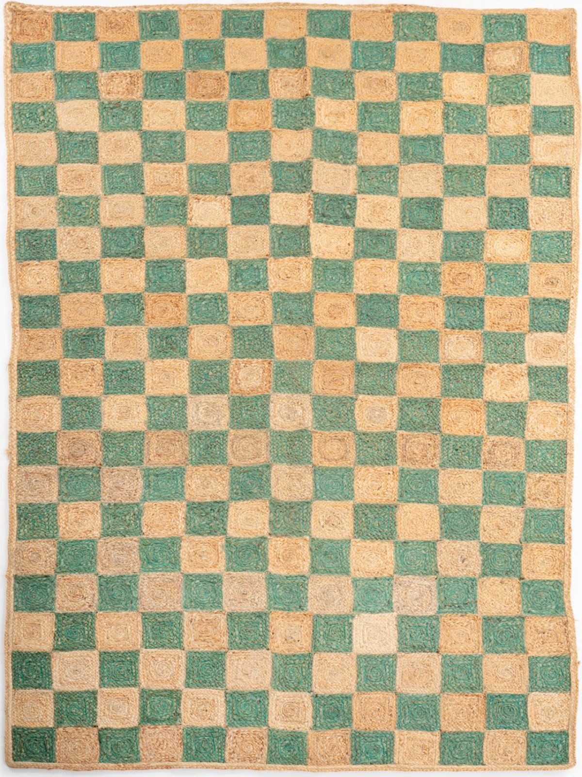 Windsor checkered Jute rug-Green jute rug in green tones