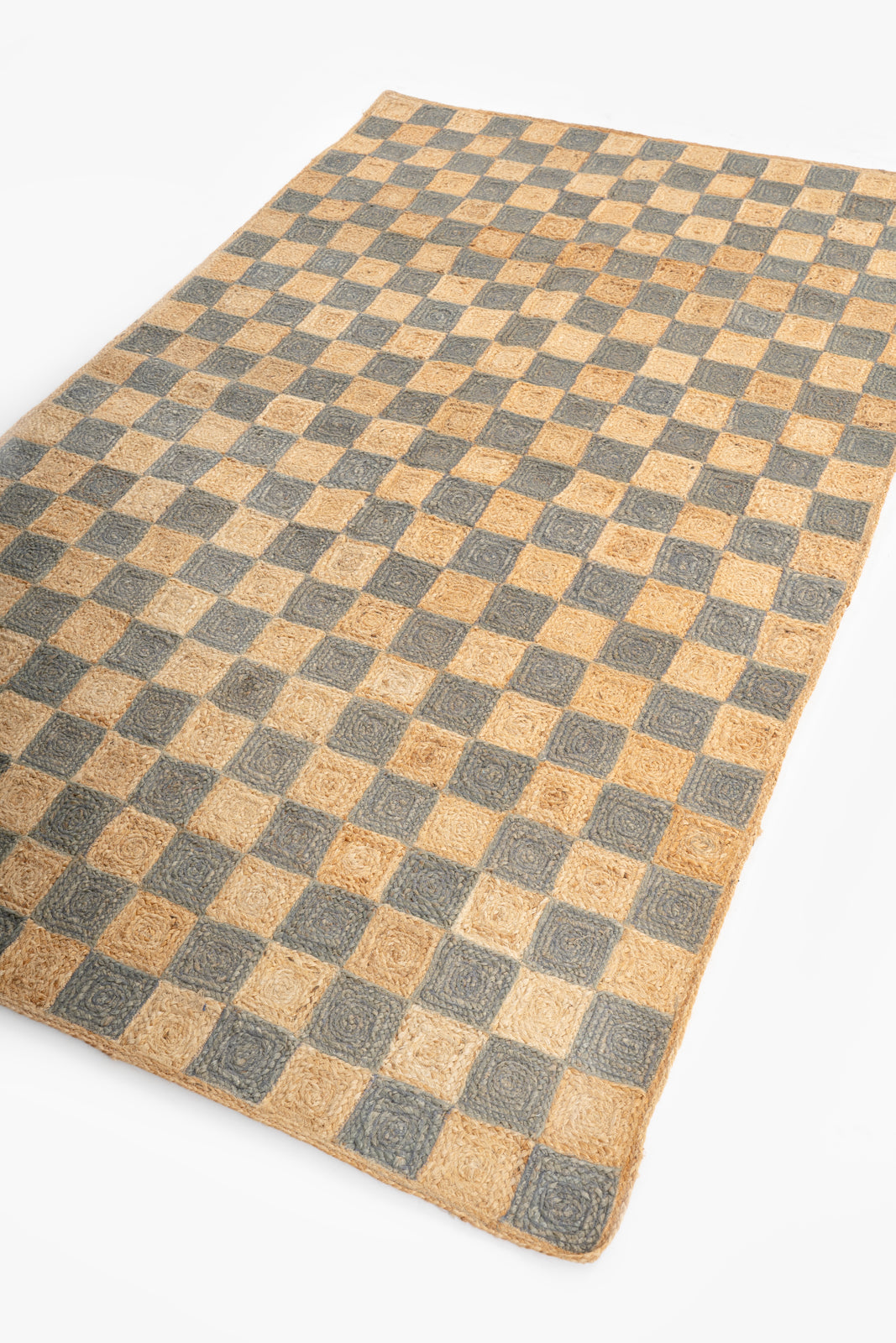 Windsor checkered Jute rug-Grey - additional product view showing the jute rug
