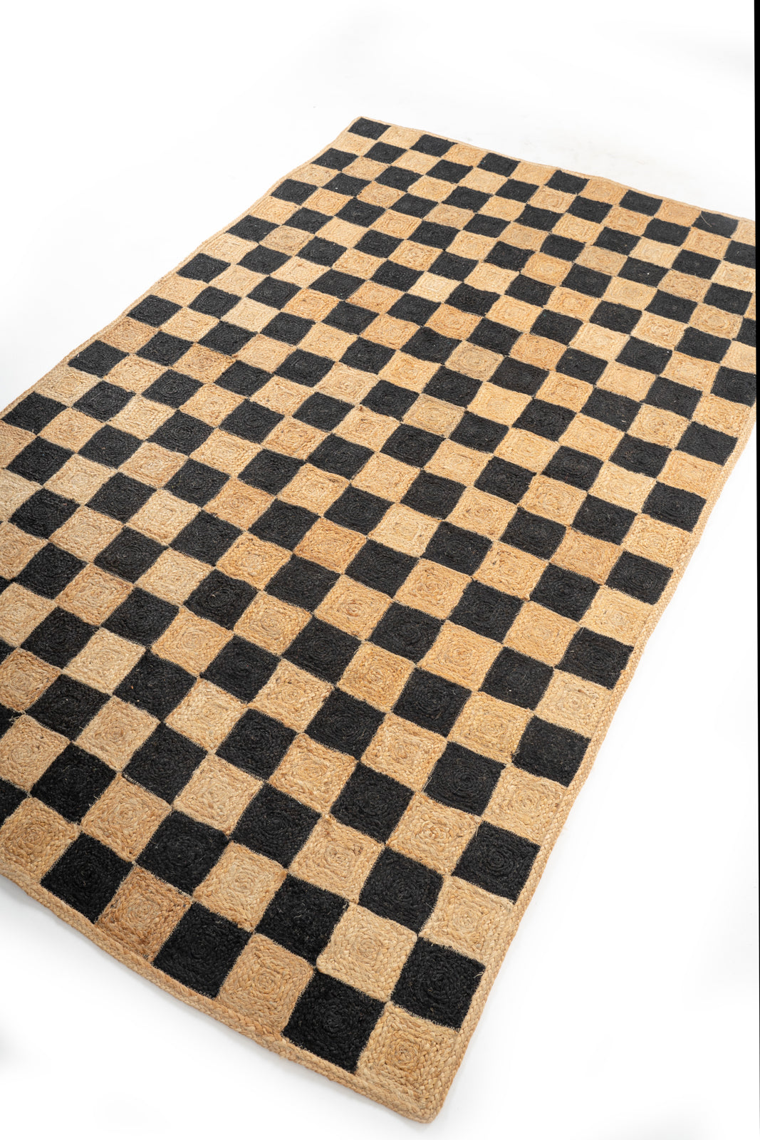 Windsor checkered Jute rug-Jet Black - additional product view showing the jute rug