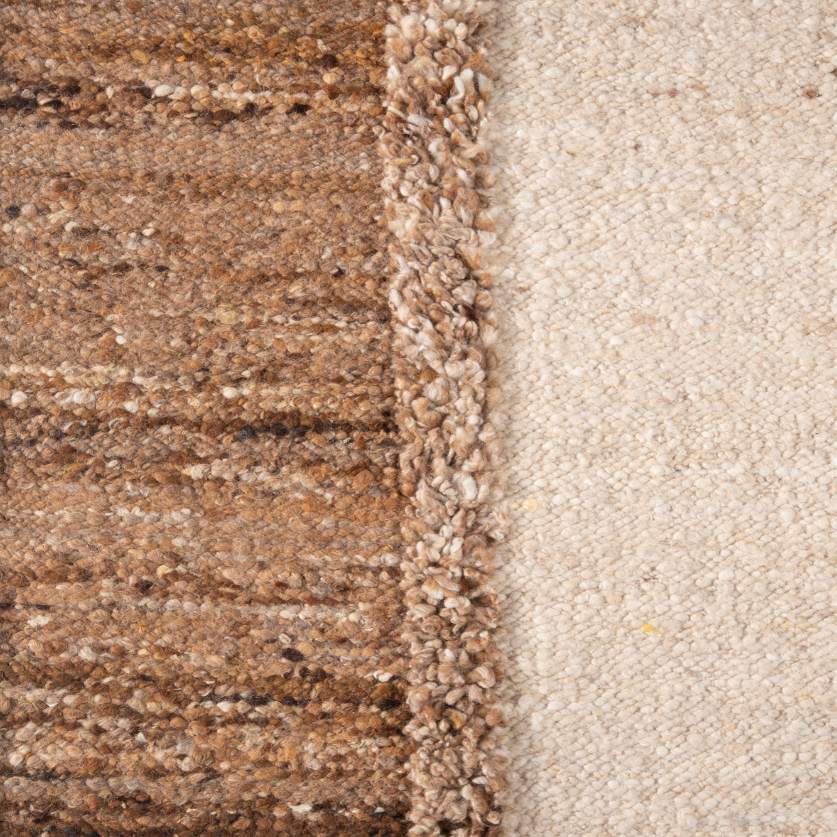 Wool Glen : Autumn Divide handcarded wool rug in brown tones