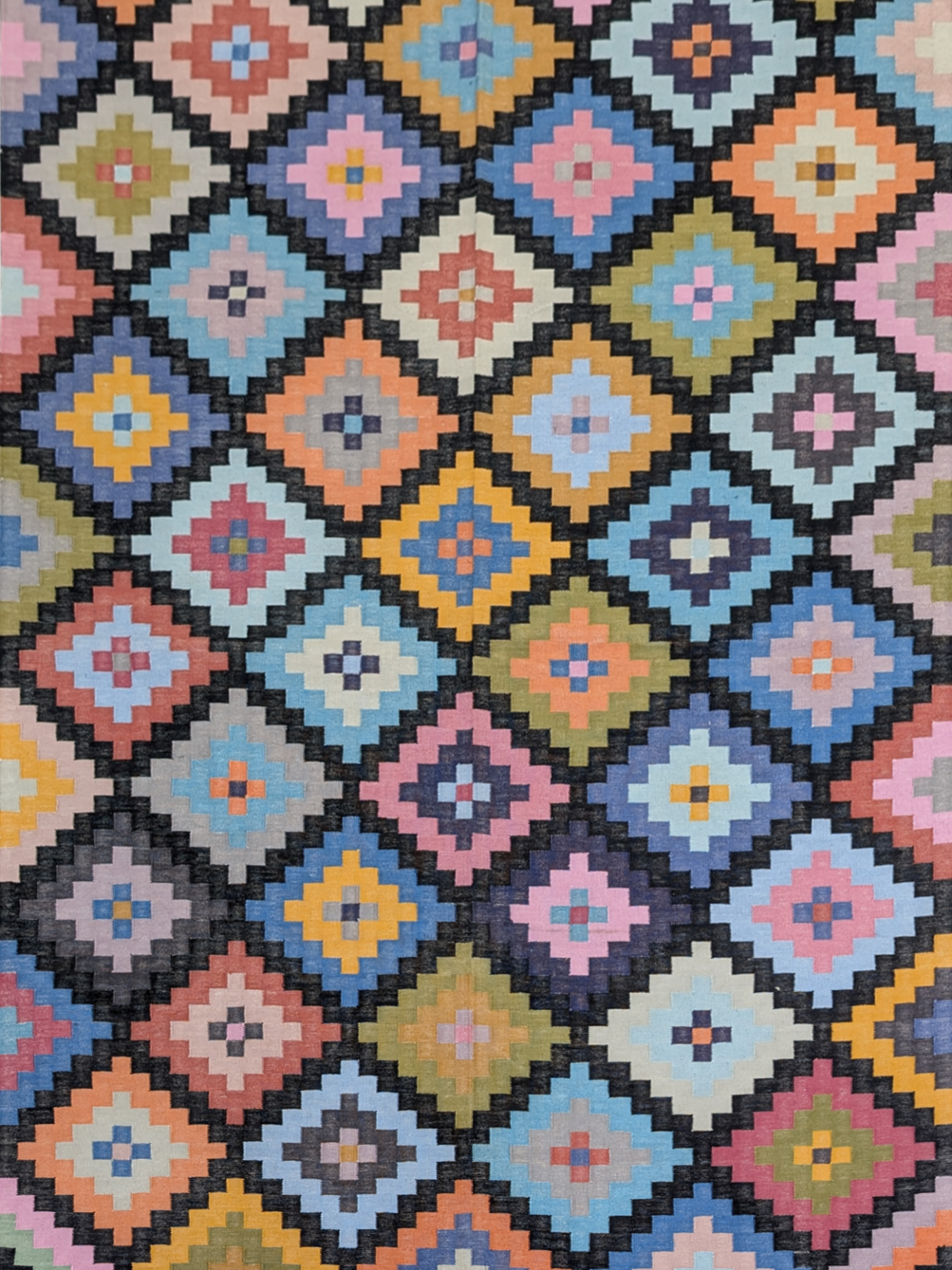 Woven Whimsy Kilim Dhurrie Rug cotton rug in multicoloured tones