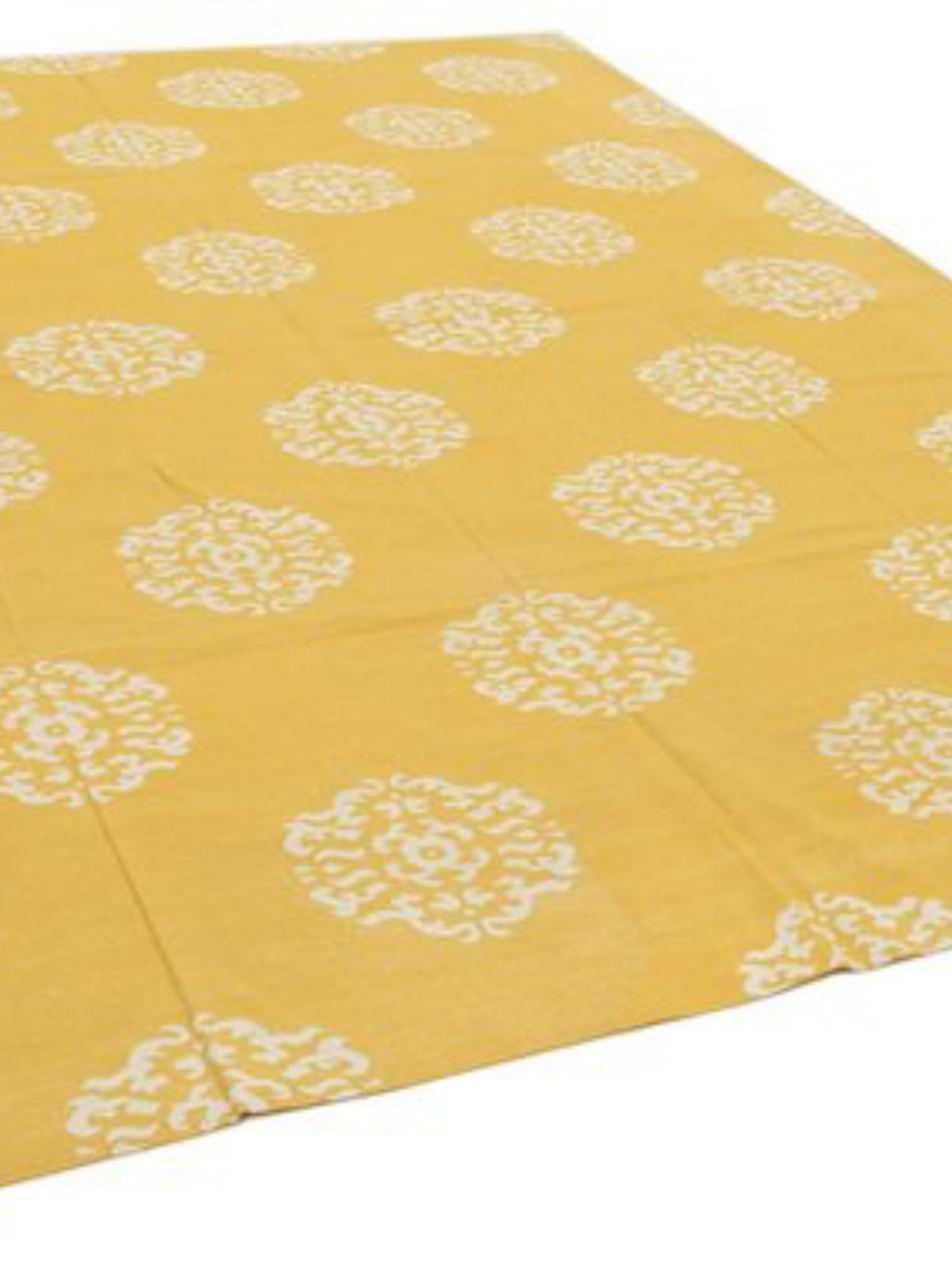 Yellow Medallion Cotton Rug cotton rug styled in a living room interior