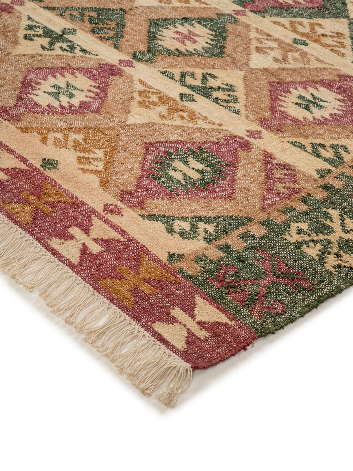 Zulu Zigzag Jute Rug close-up showing the jute weave and geometric motif