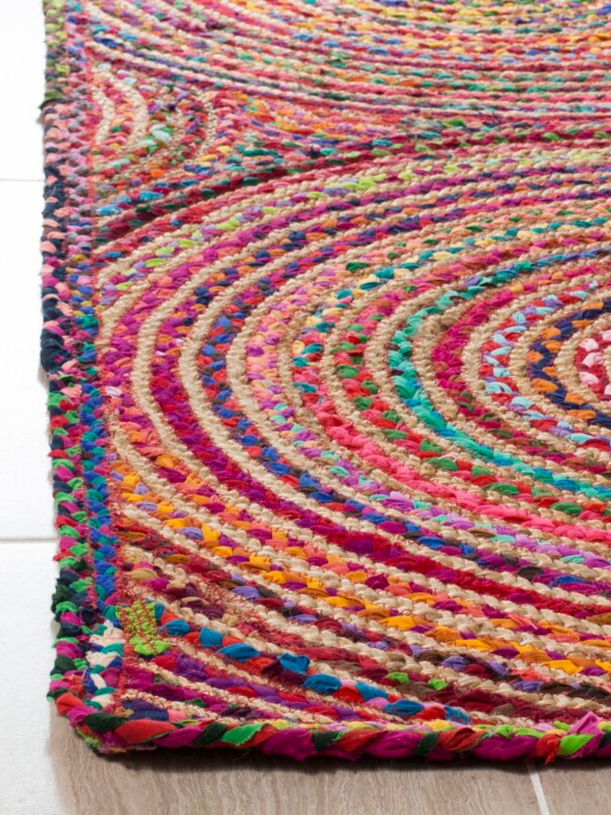 Kinshasha ellipse multicoloured braided area rug