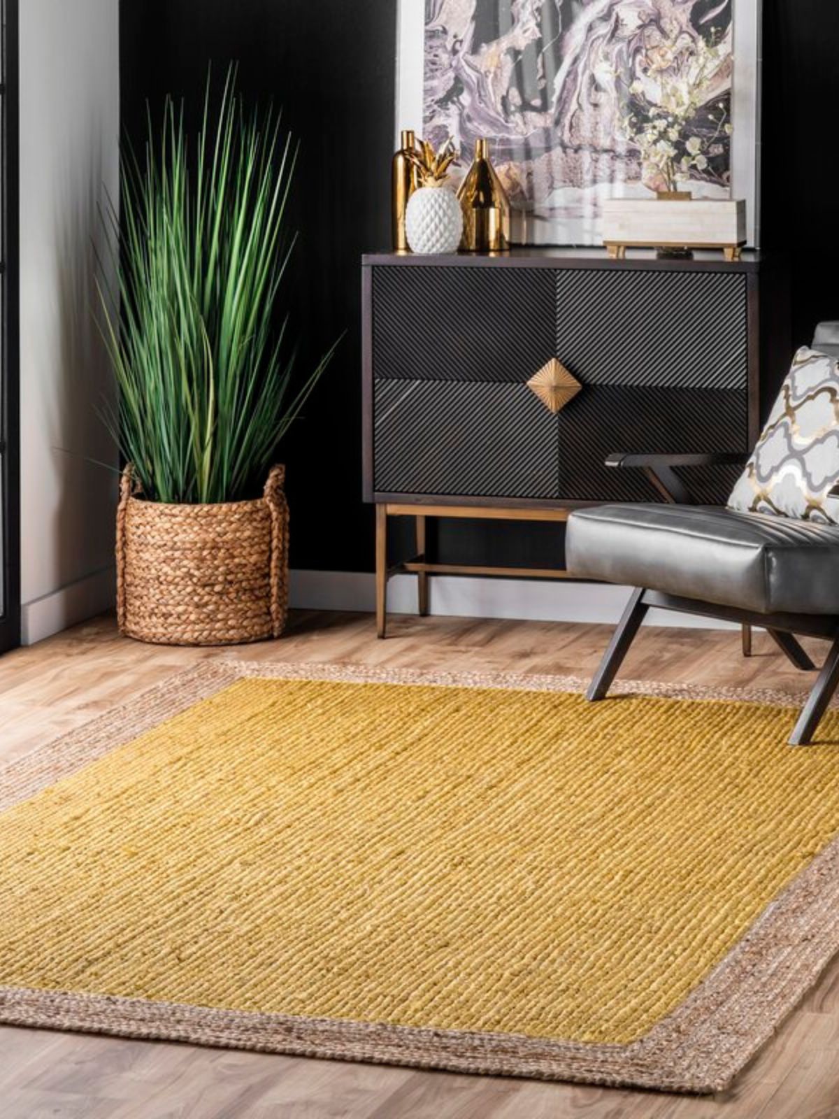 Juba jute bordered area rug