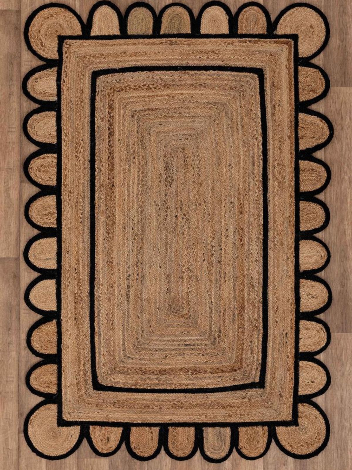 Luxor scalloped braided area rug