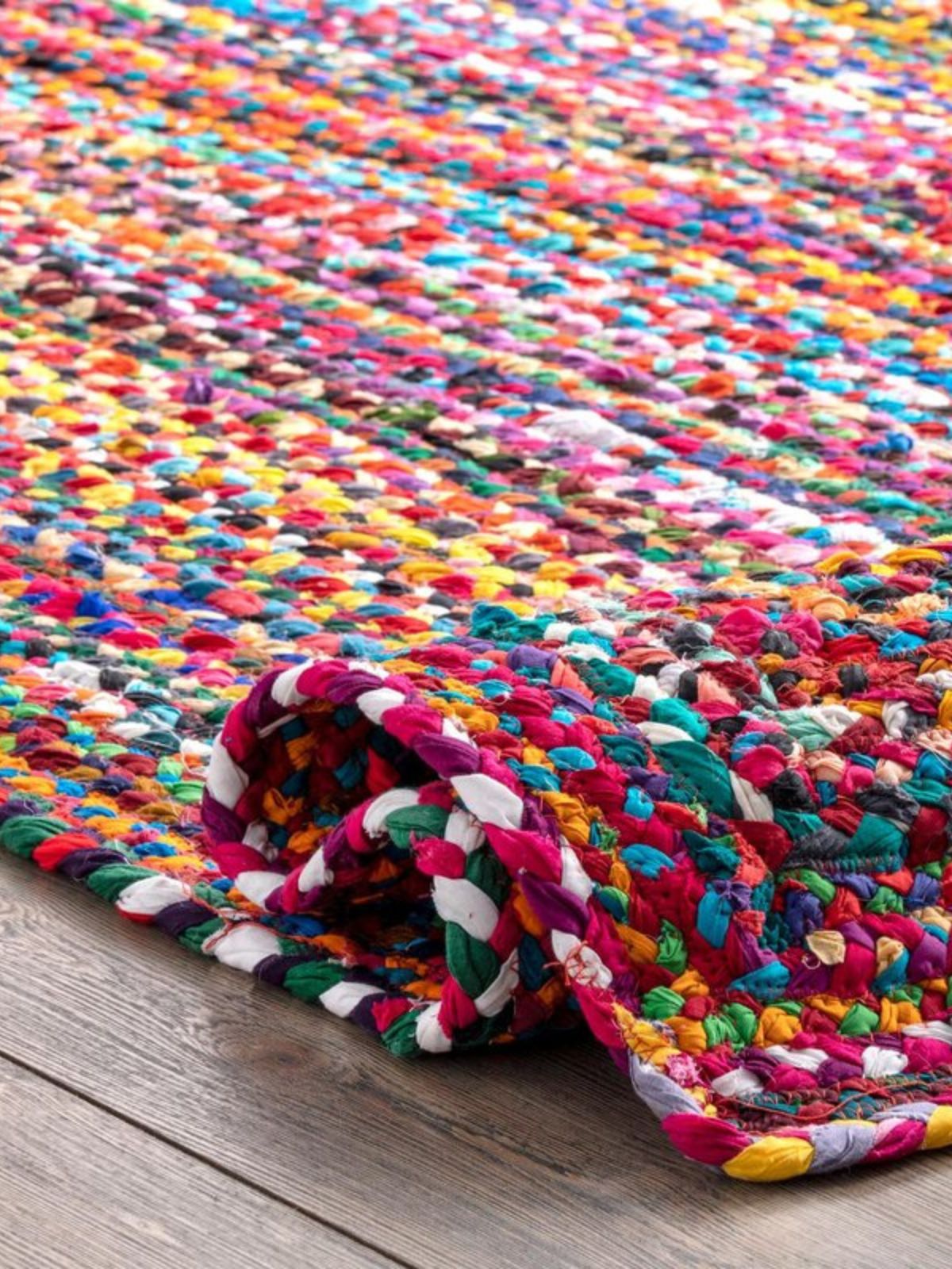 Porto rainbow braided area rug