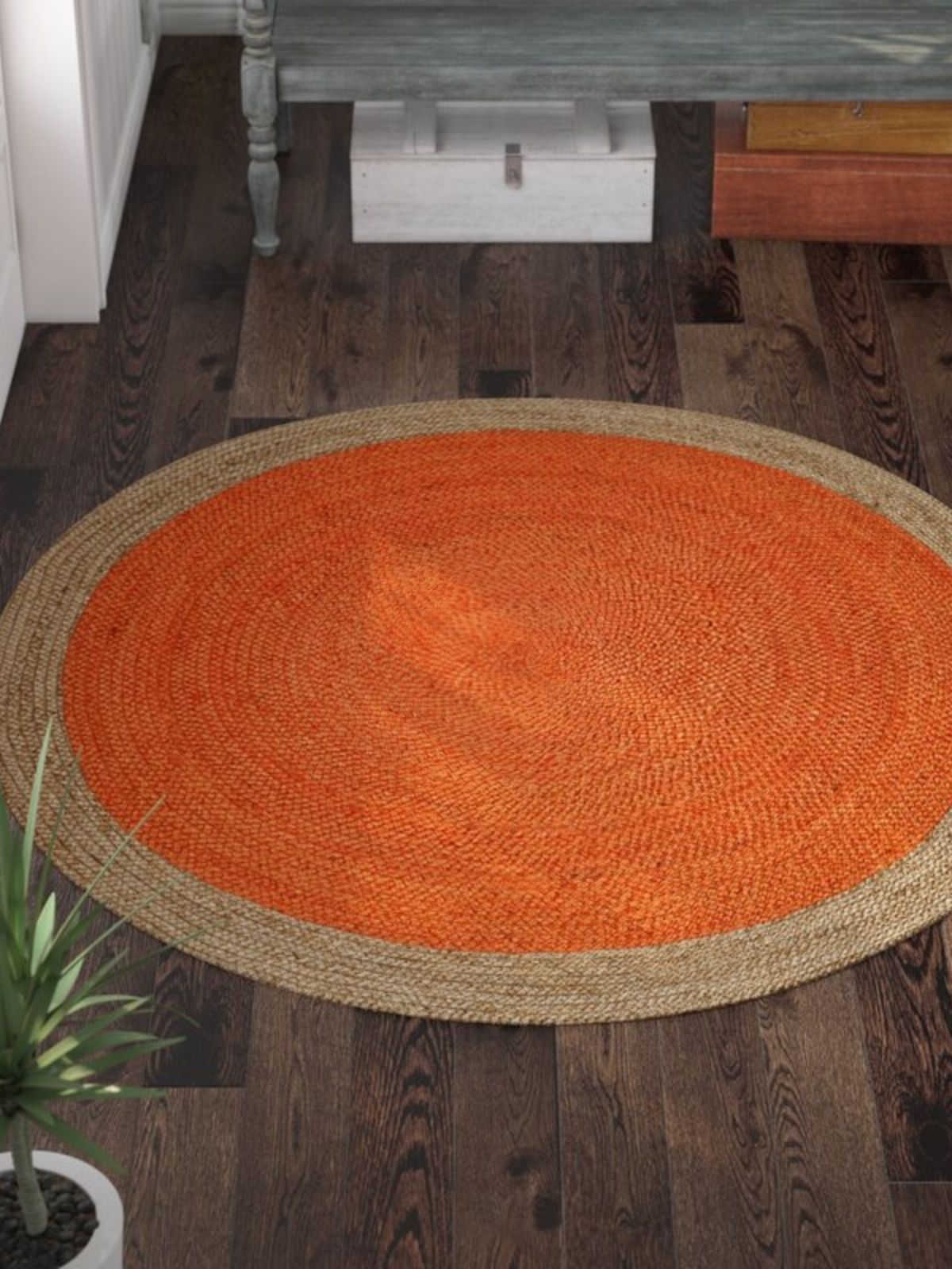 Asmara bordered round rug