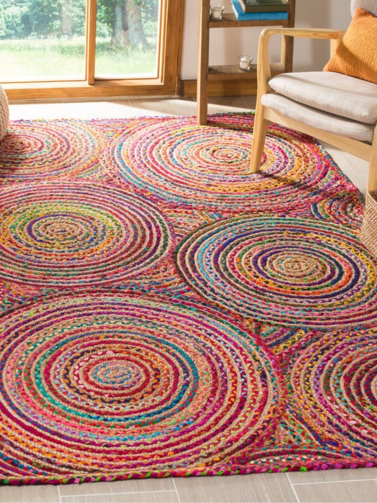 Kinshasha ellipse multicoloured braided area rug