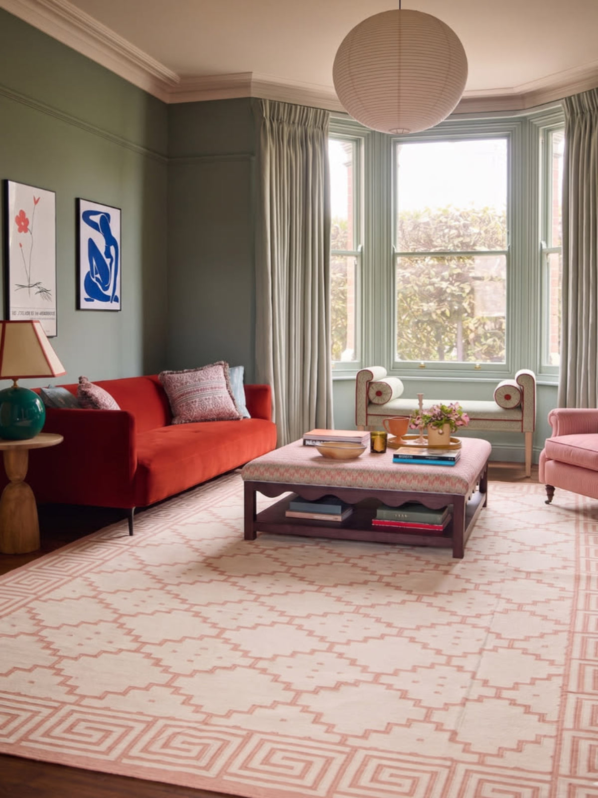 Blush Maze Dhurrie Rug
