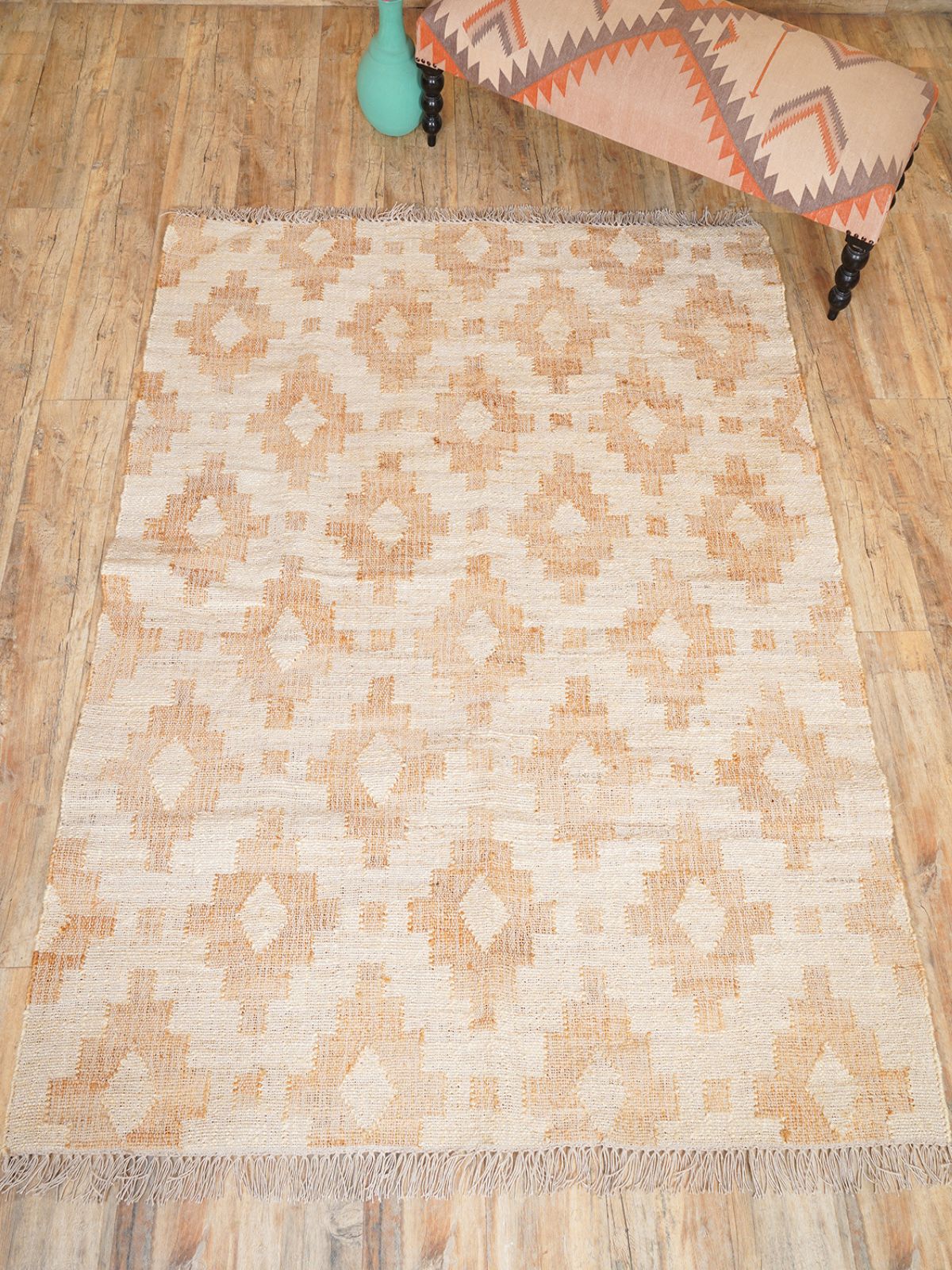 Monochrome multi Kilim Jute Rug