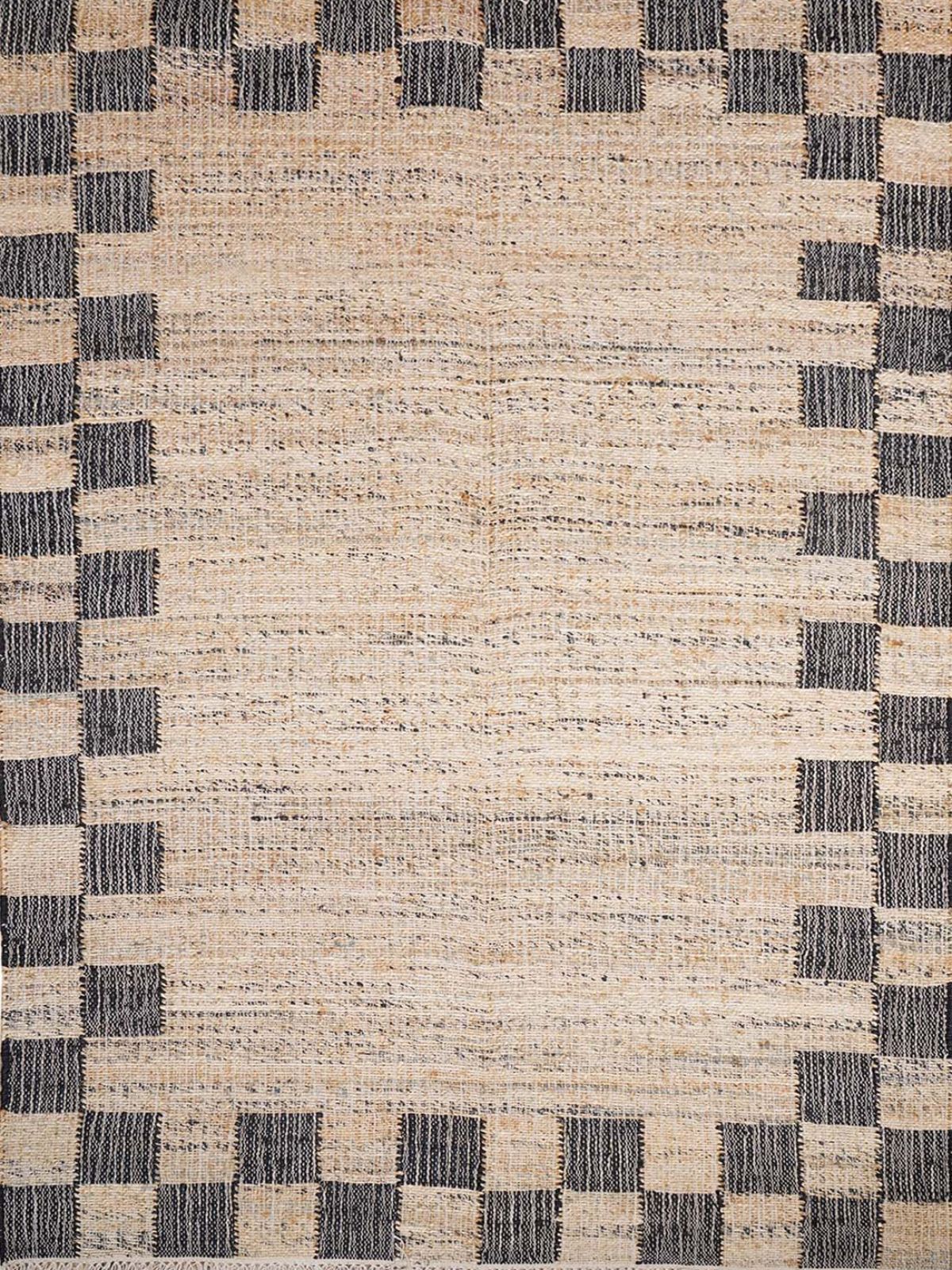 Ebony Edge Checkered Jute Rug