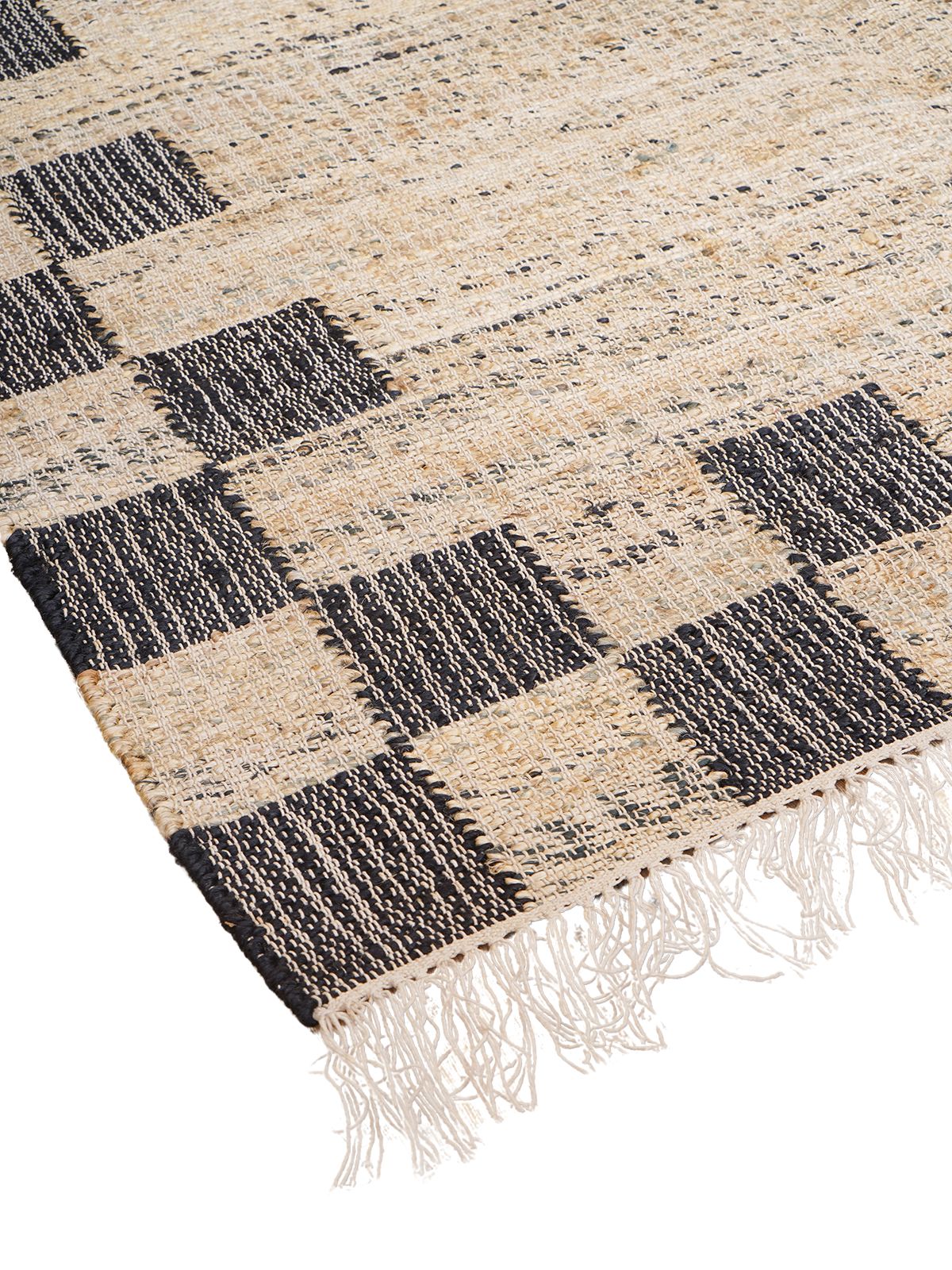 Ebony Edge Checkered Jute Rug