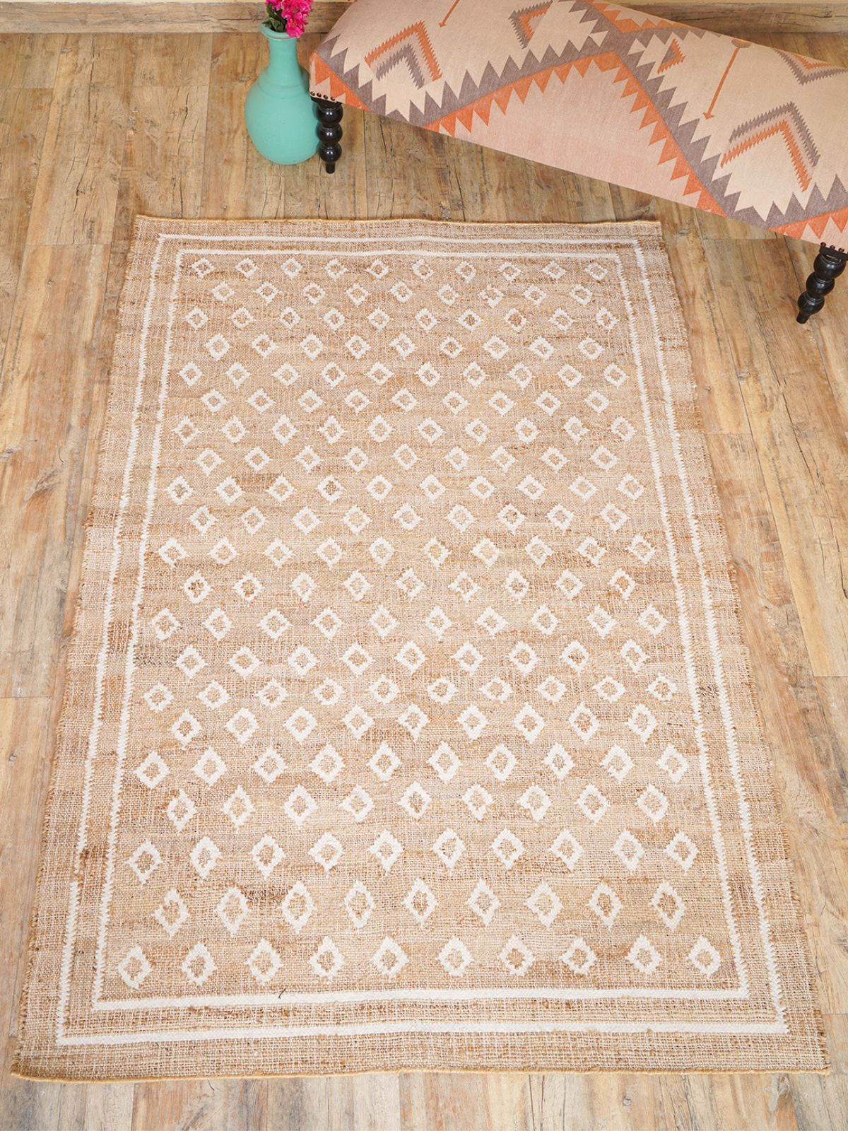 Ivory Diamond Sparkle Jute Rug