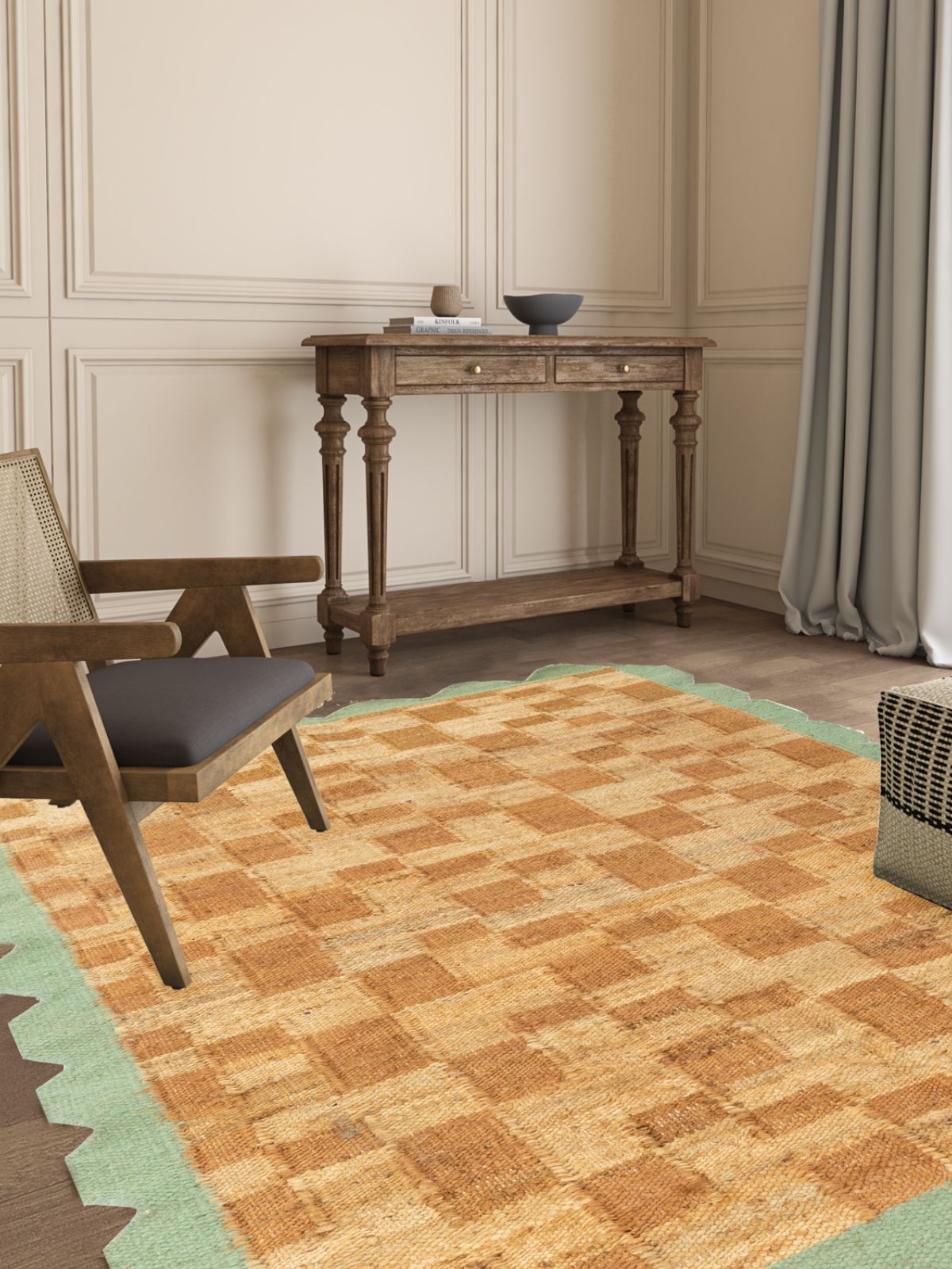 Scalloped Checkerboard Rug