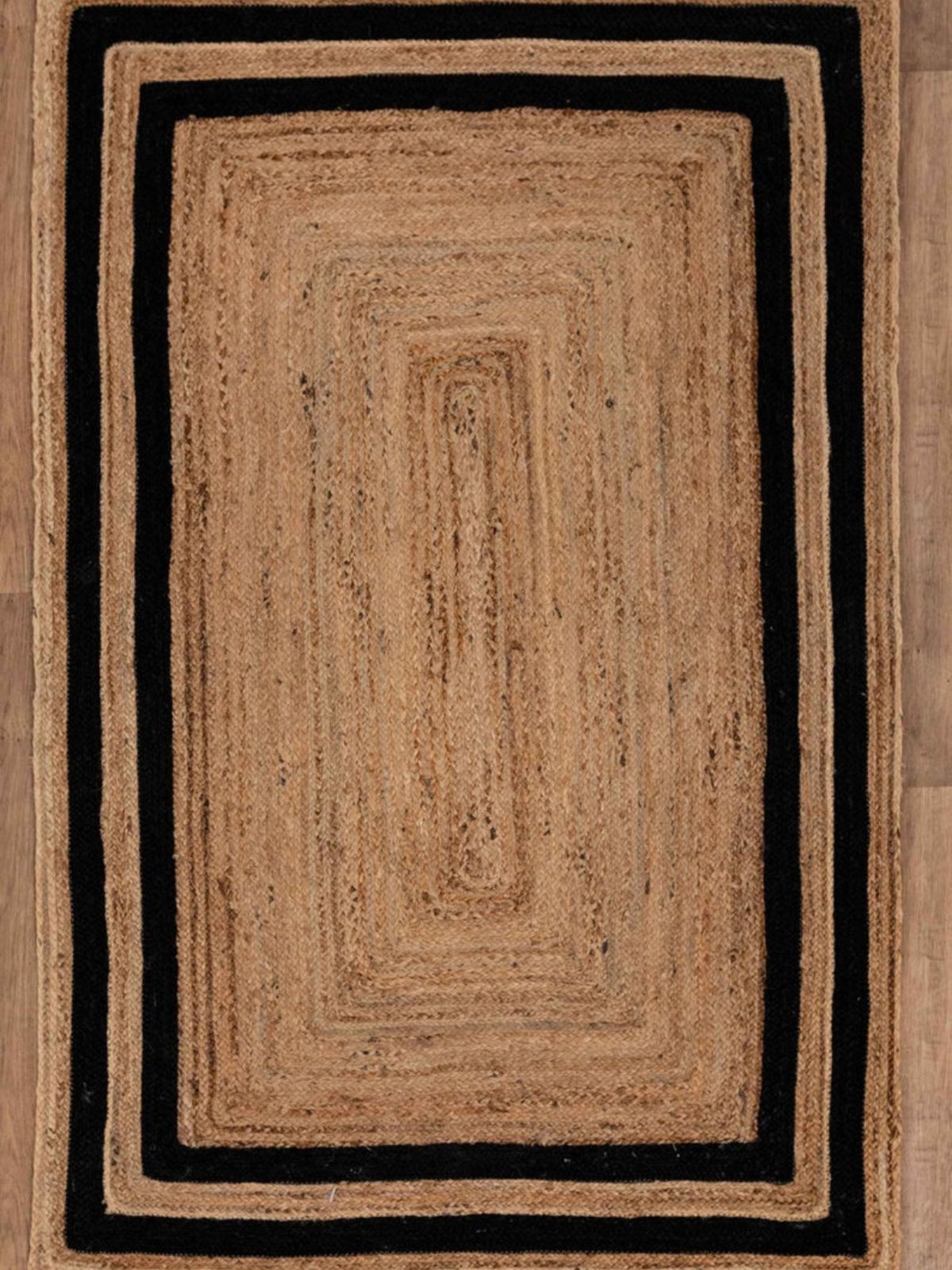 Niamey double border jute braided area rug-Black_1